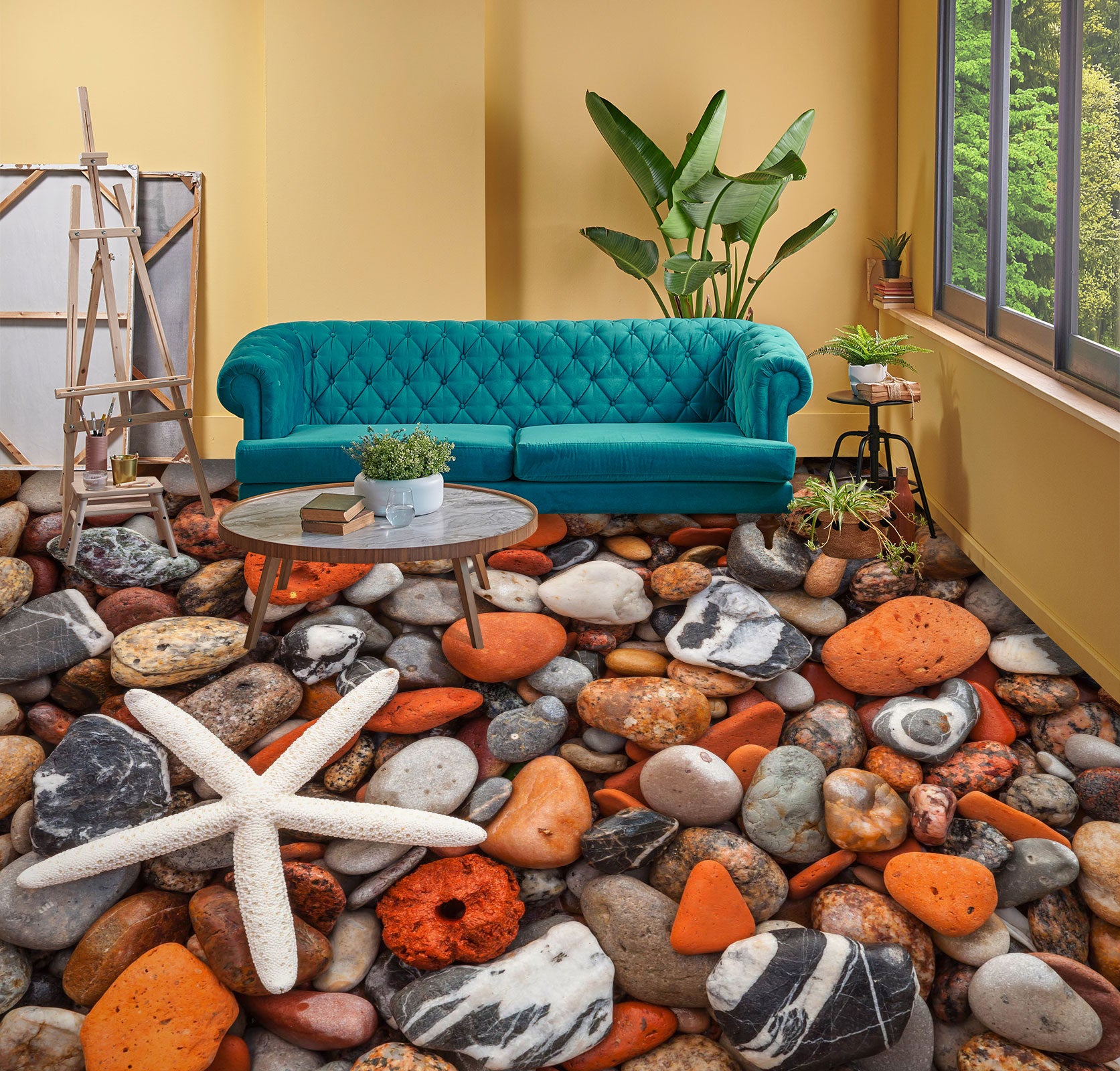 3D Cute White Starfish 1020 Floor Mural  Wallpaper Murals Self-Adhesive Removable Print Epoxy