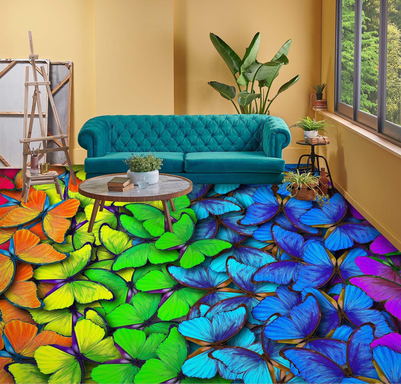 3D Fluorescent Butterflies 685 Floor Mural  Wallpaper Murals Rug & Mat Print Epoxy waterproof bath floor