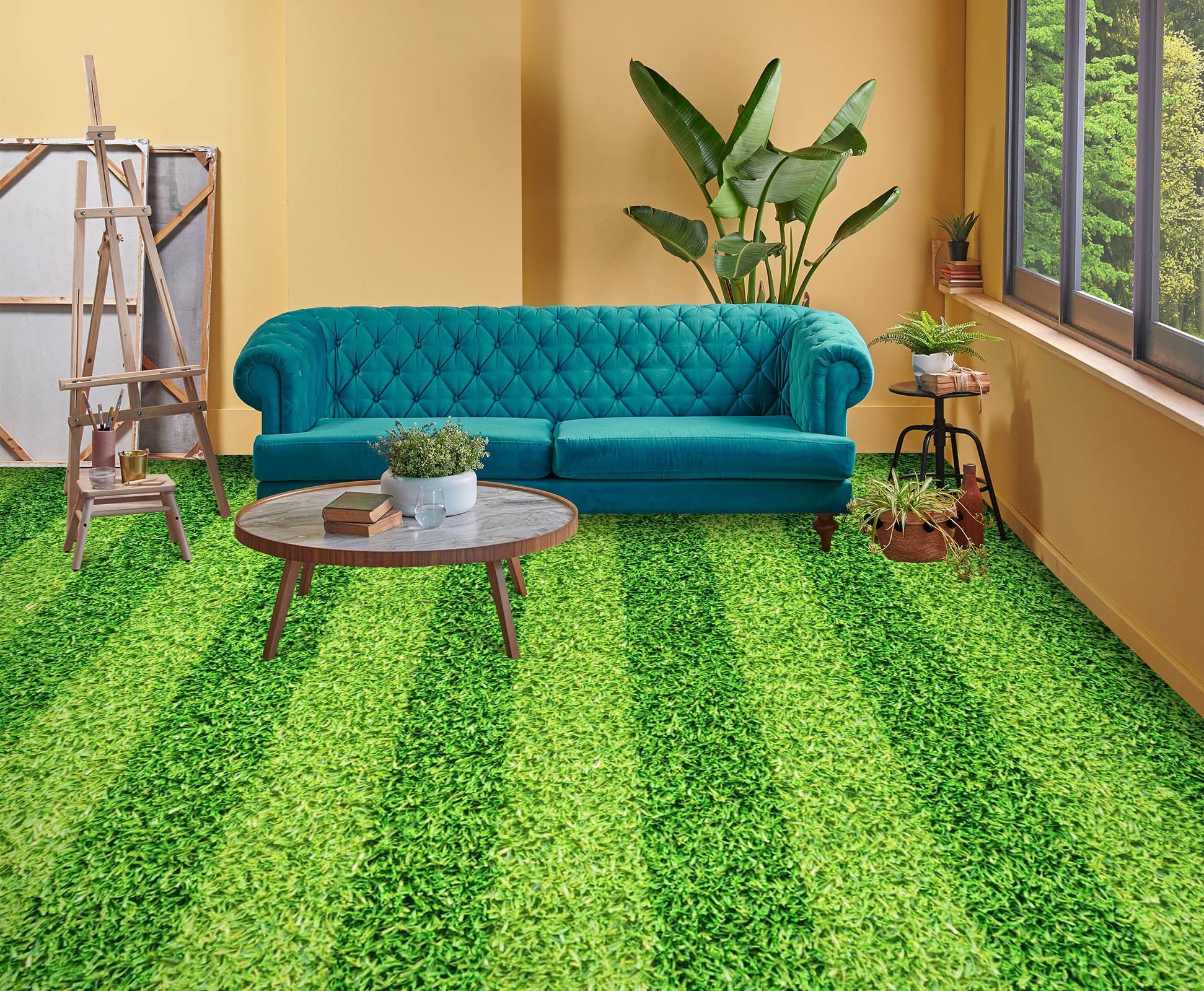 3D Comfortable Green Grass 1378 Floor Mural  Wallpaper Murals Self-Adhesive Removable Print Epoxy