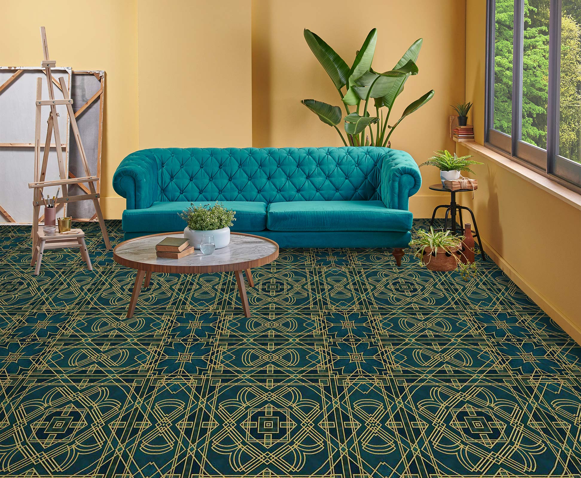 3D Green Line Texture 102110 Andrea Haase Floor Mural  Wallpaper Murals Self-Adhesive Removable Print Epoxy