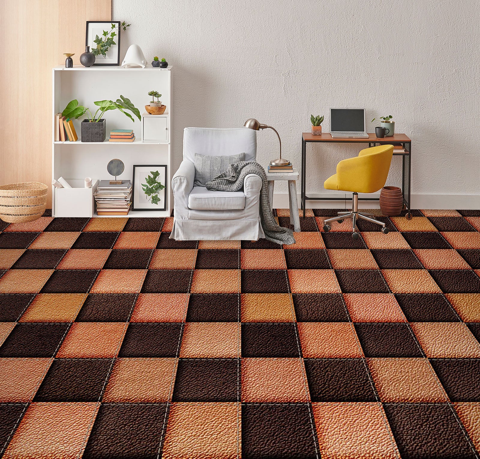 3D Two Kinds Of Brown Squares 1417 Floor Mural  Wallpaper Murals Self-Adhesive Removable Print Epoxy