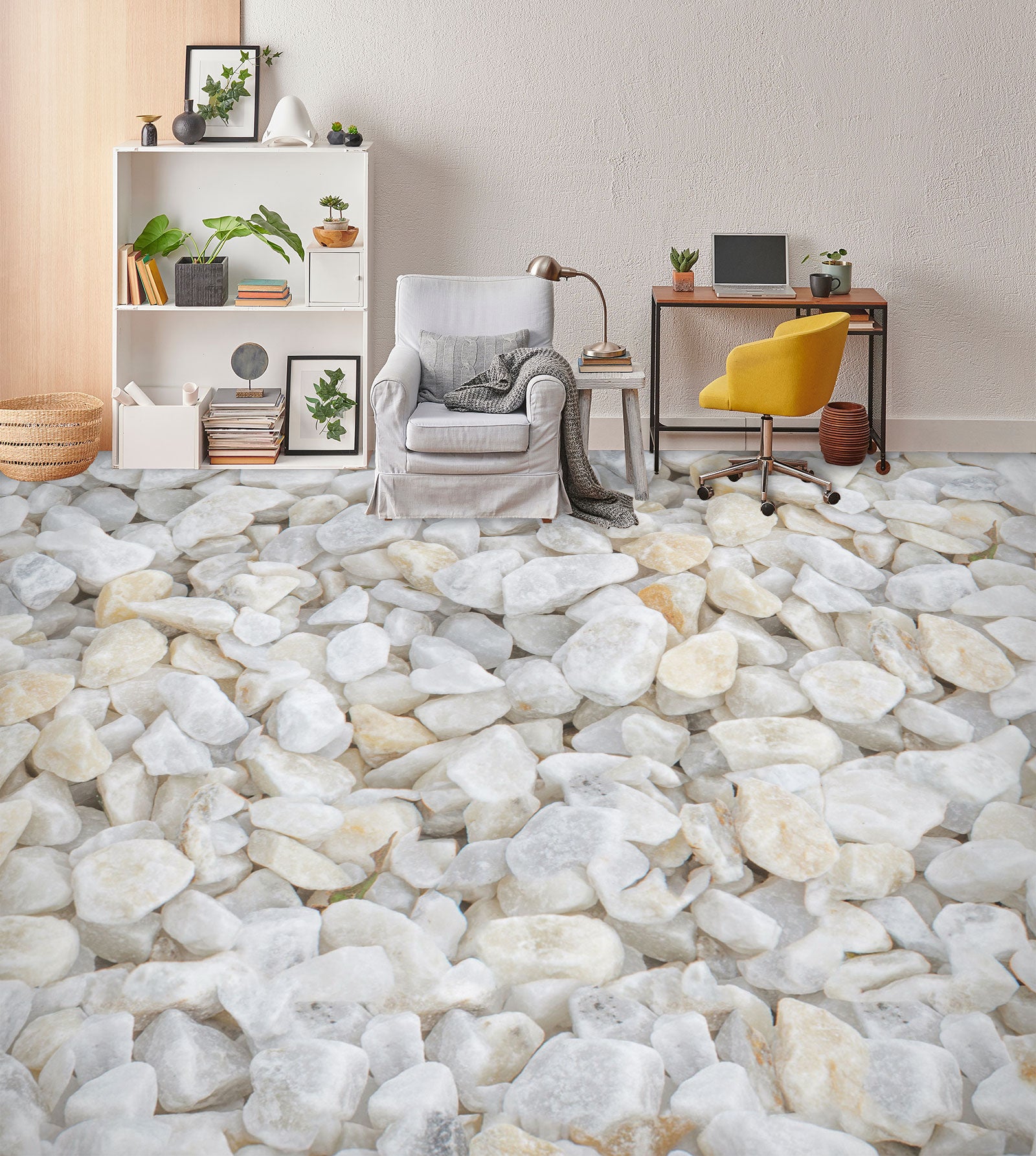 3D Simple White Stones 650 Floor Mural  Wallpaper Murals Rug & Mat Print Epoxy waterproof bath floor