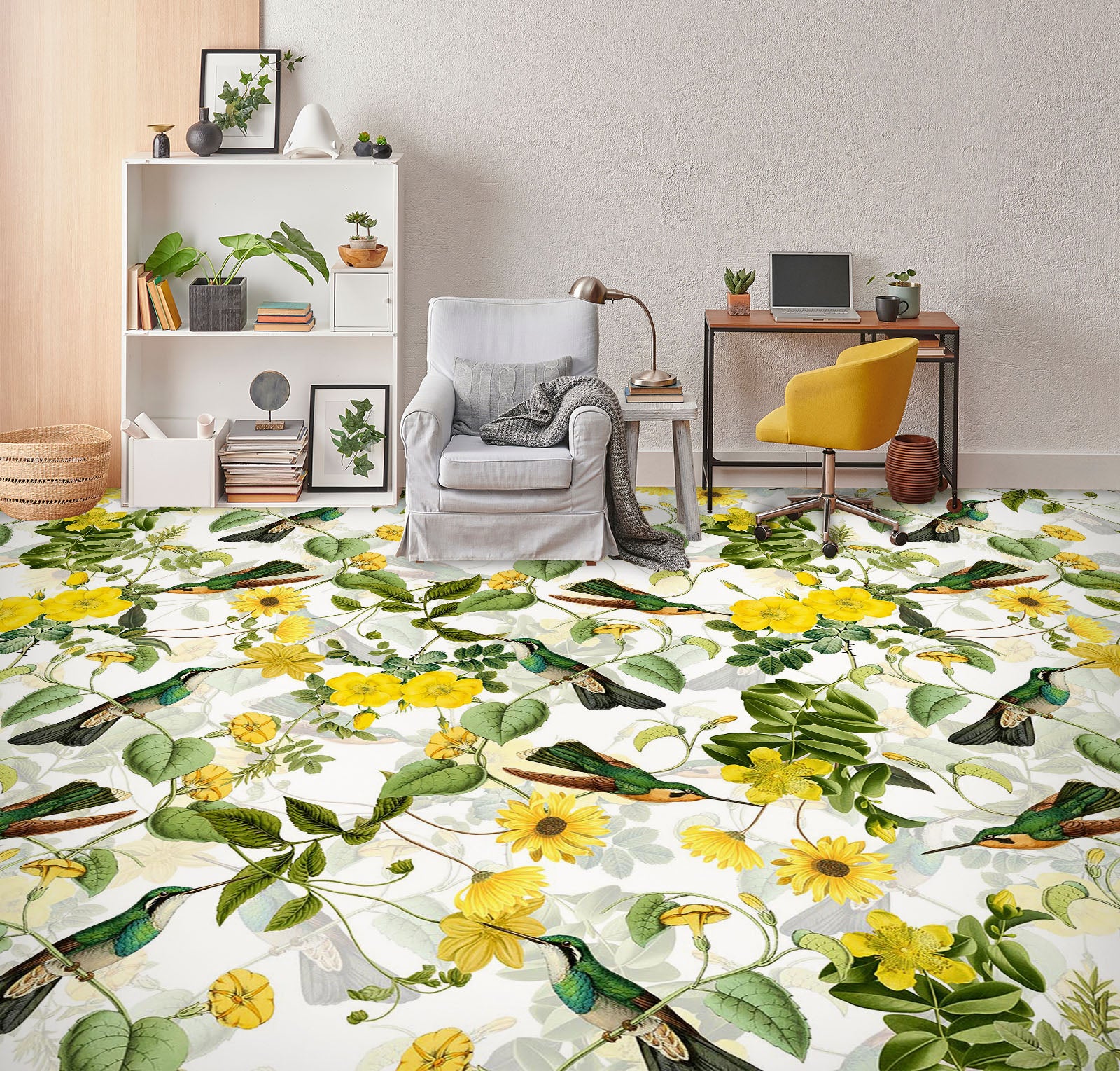 3D Yellow Flowers Daisies 10018 Uta Naumann Floor Mural  Wallpaper Murals Self-Adhesive Removable Print Epoxy