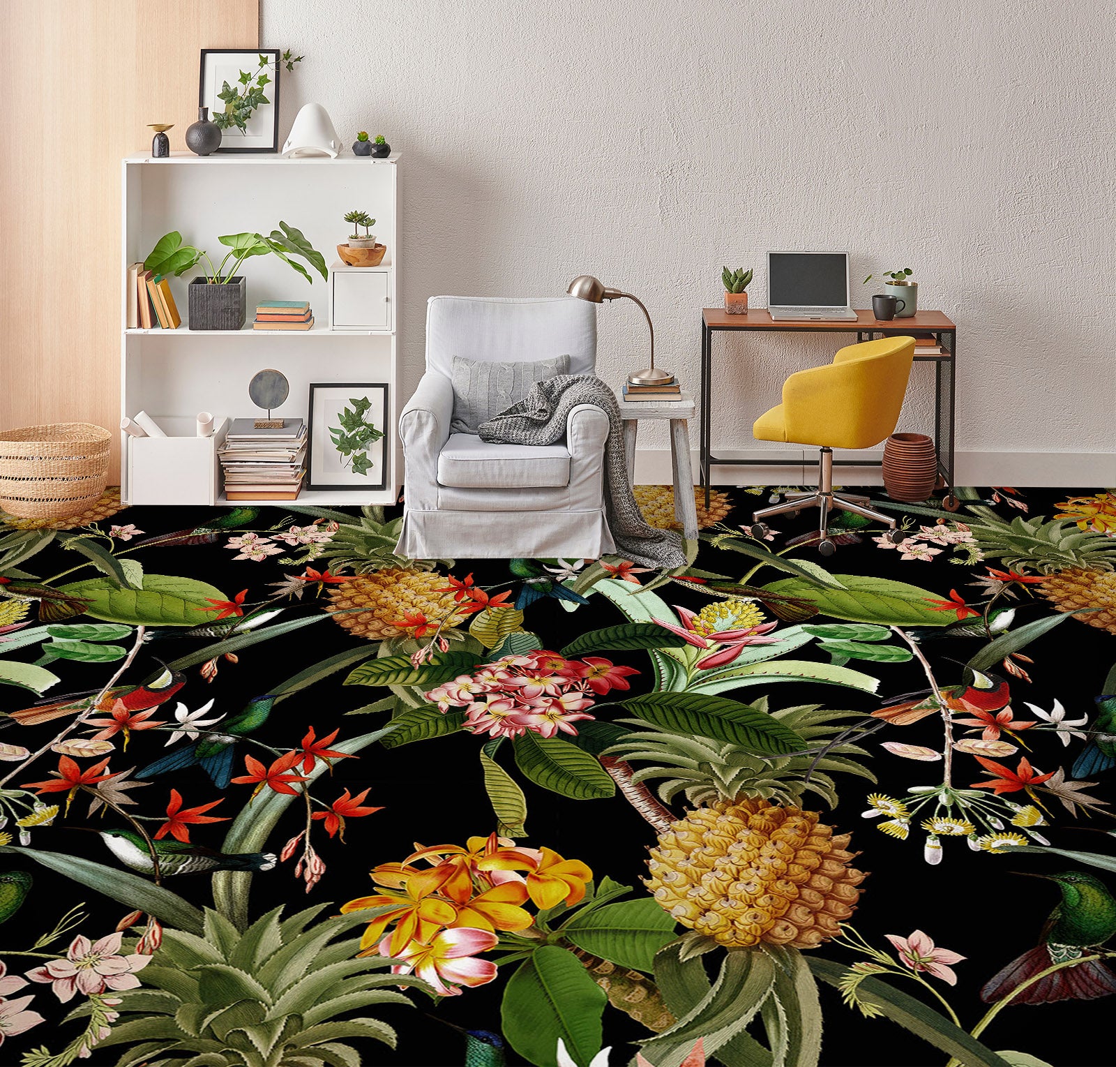 3D Flower Pineapple Leaves 10005 Uta Naumann Floor Mural  Wallpaper Murals Self-Adhesive Removable Print Epoxy