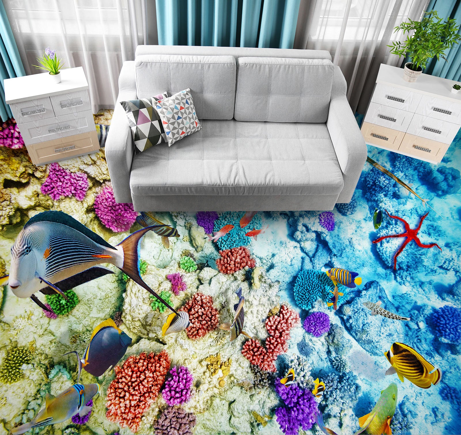 3D Funny Fish 624 Floor Mural  Wallpaper Murals Rug & Mat Print Epoxy waterproof bath floor