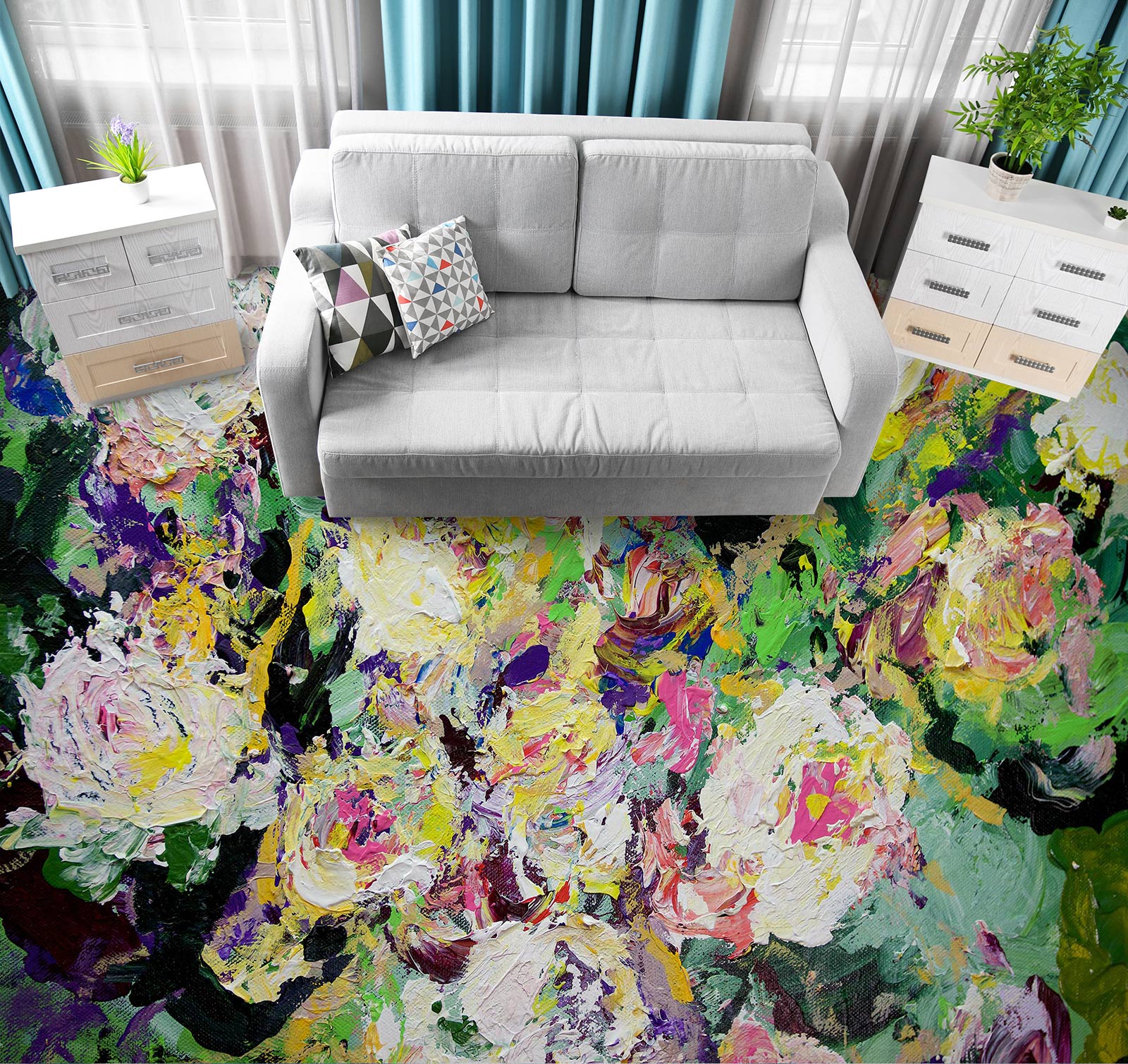 3D Flower Bush Painting 9685 Allan P. Friedlander Floor Mural  Wallpaper Murals Self-Adhesive Removable Print Epoxy