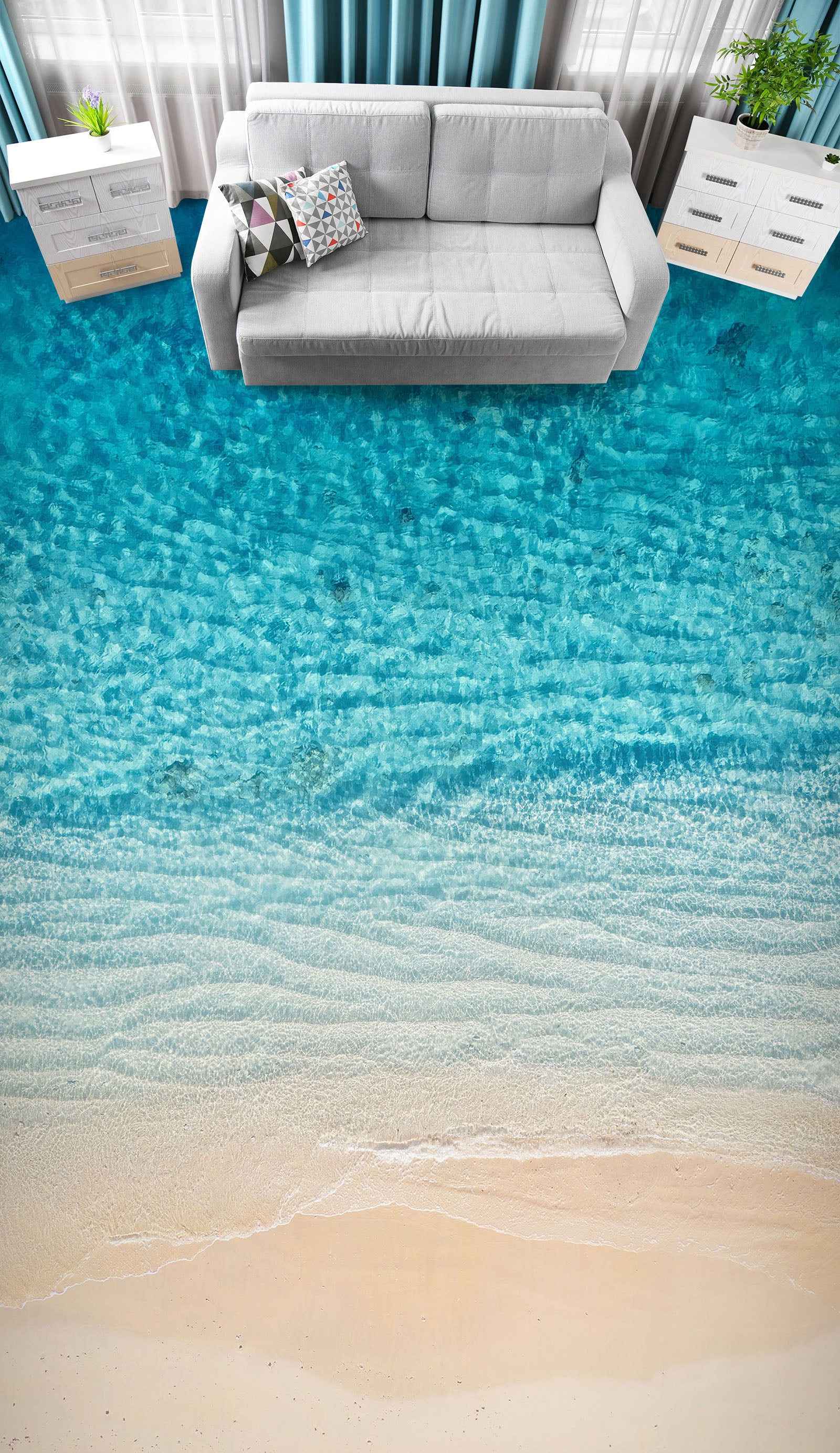 3D Healing Blue Sea 278 Floor Mural  Wallpaper Murals Rug & Mat Print Epoxy waterproof bath floor