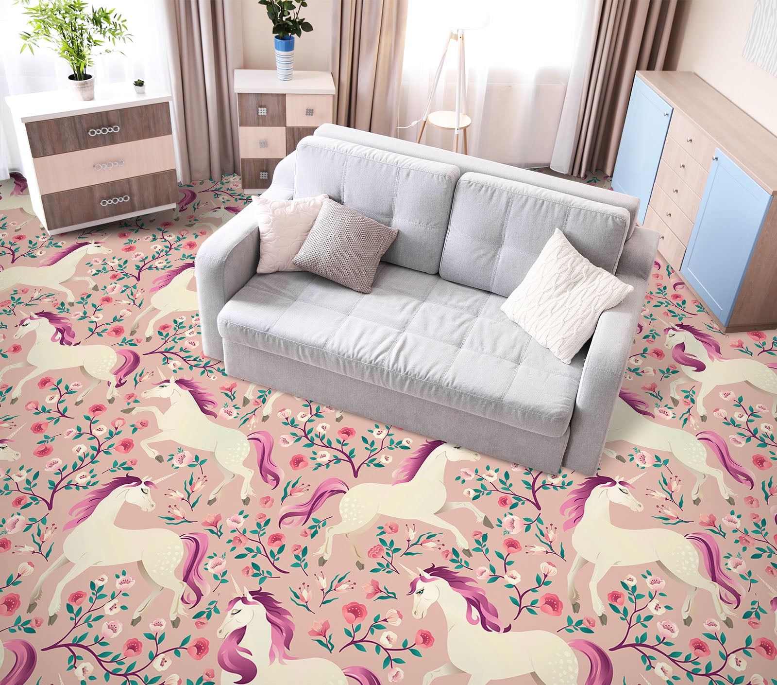 3D Purple Unicorn Mane 1294 Floor Mural  Wallpaper Murals Self-Adhesive Removable Print Epoxy