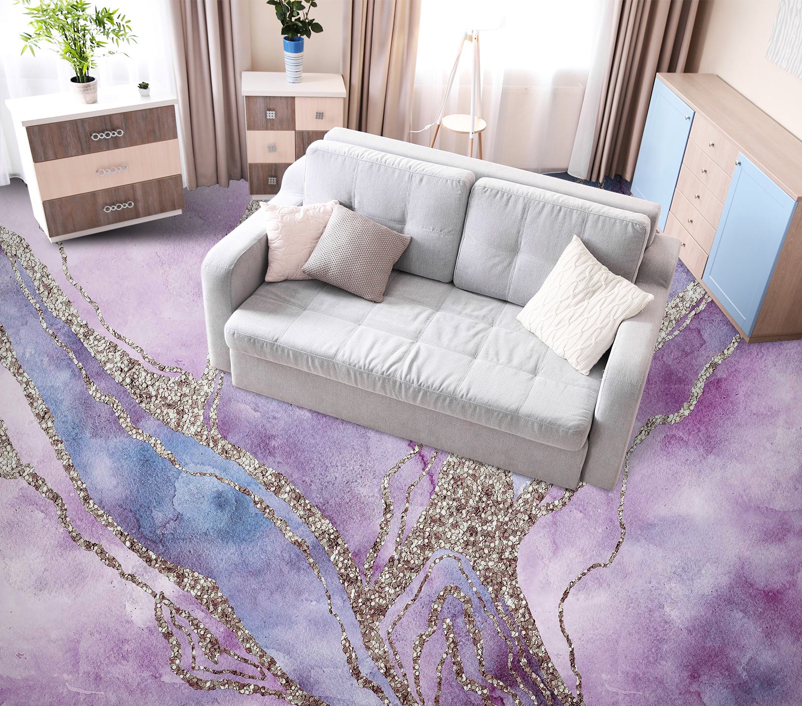 3D Light Purple Pattern 102135 Andrea Haase Floor Mural  Wallpaper Murals Self-Adhesive Removable Print Epoxy