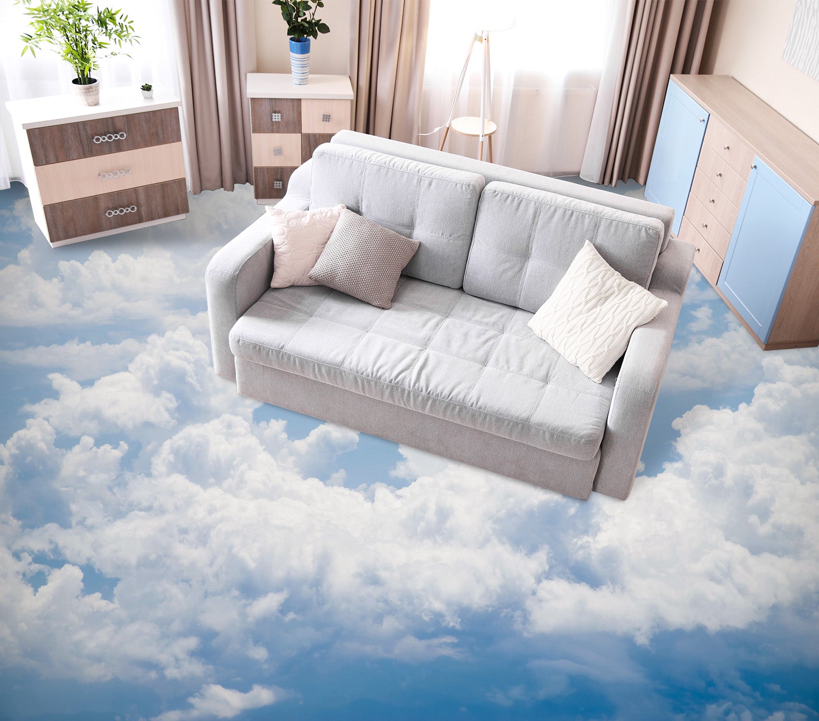 3D Soft White Cloud Art 329 Floor Mural  Wallpaper Murals Rug & Mat Print Epoxy waterproof bath floor