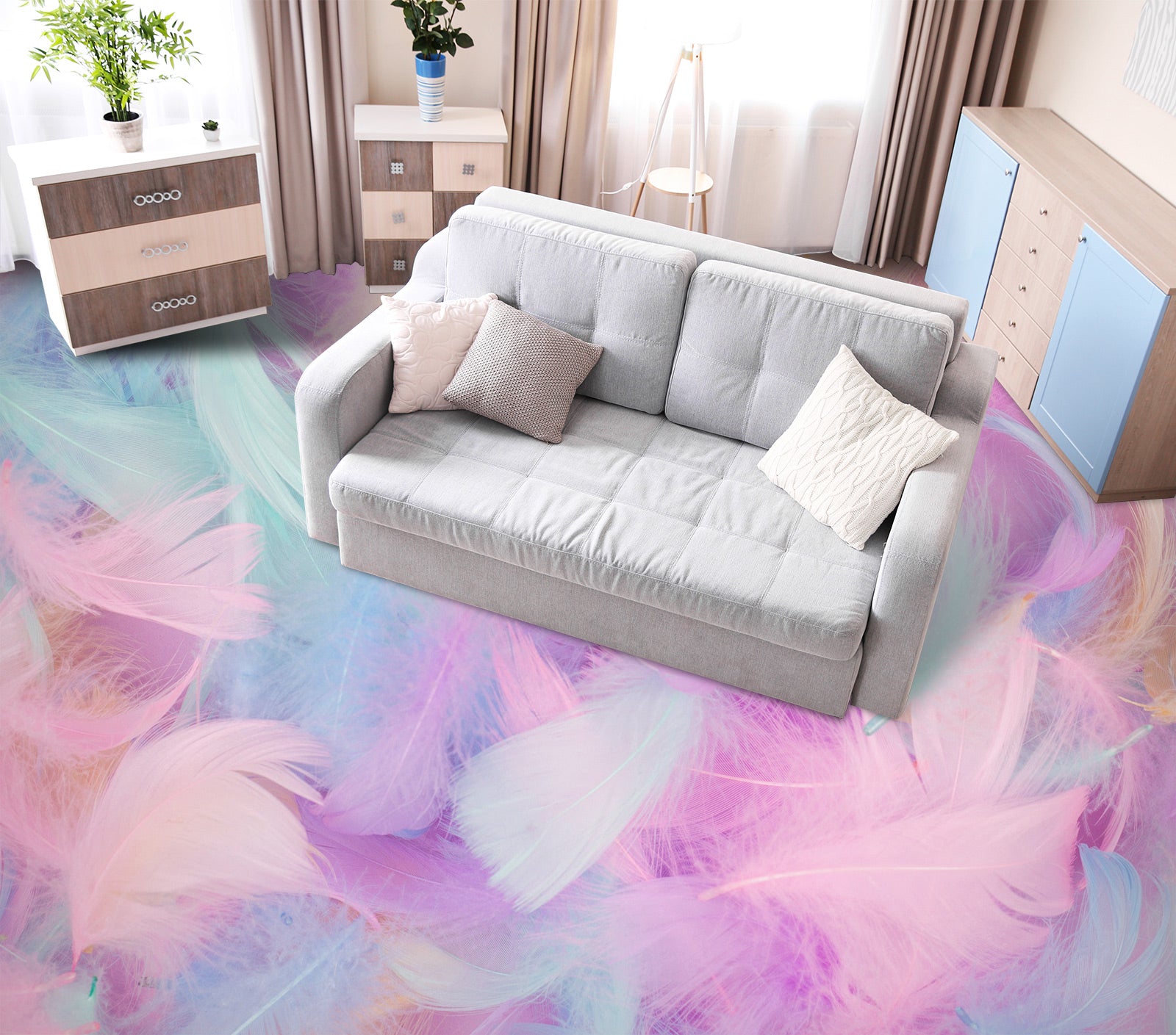 3D Sweet Feathers 1132 Floor Mural  Wallpaper Murals Self-Adhesive Removable Print Epoxy