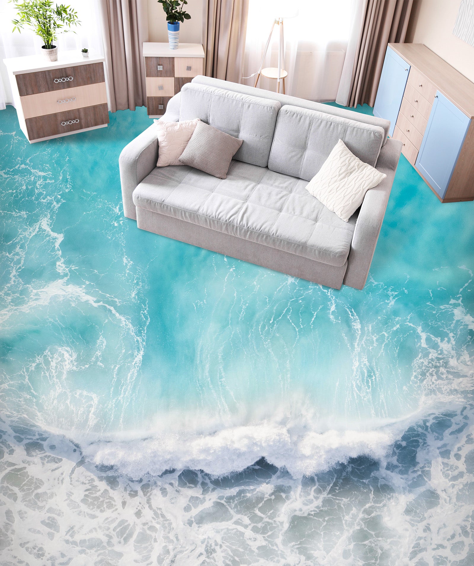 3D Summer Waves 295 Floor Mural  Wallpaper Murals Rug & Mat Print Epoxy waterproof bath floor