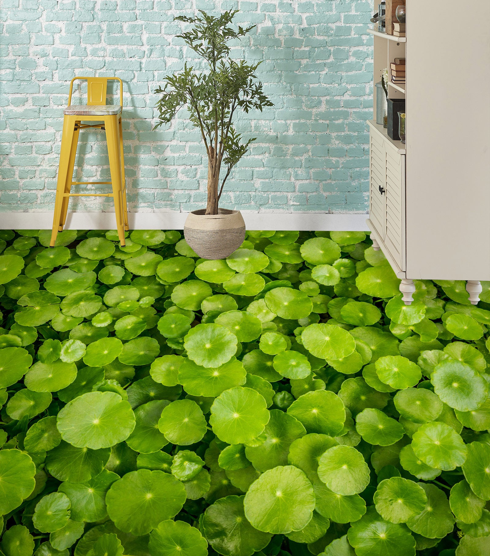 3D Dense Green Duckweed 146 Floor Mural