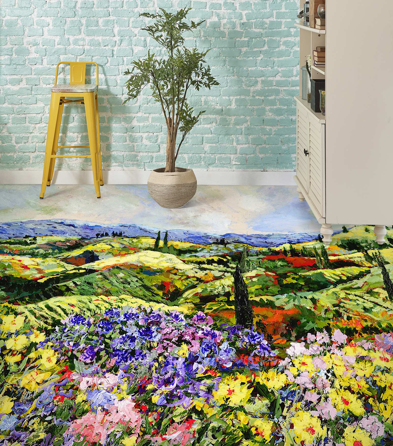 3D Field Colorful Flowers 9537 Allan P. Friedlander Floor Mural  Wallpaper Murals Self-Adhesive Removable Print Epoxy
