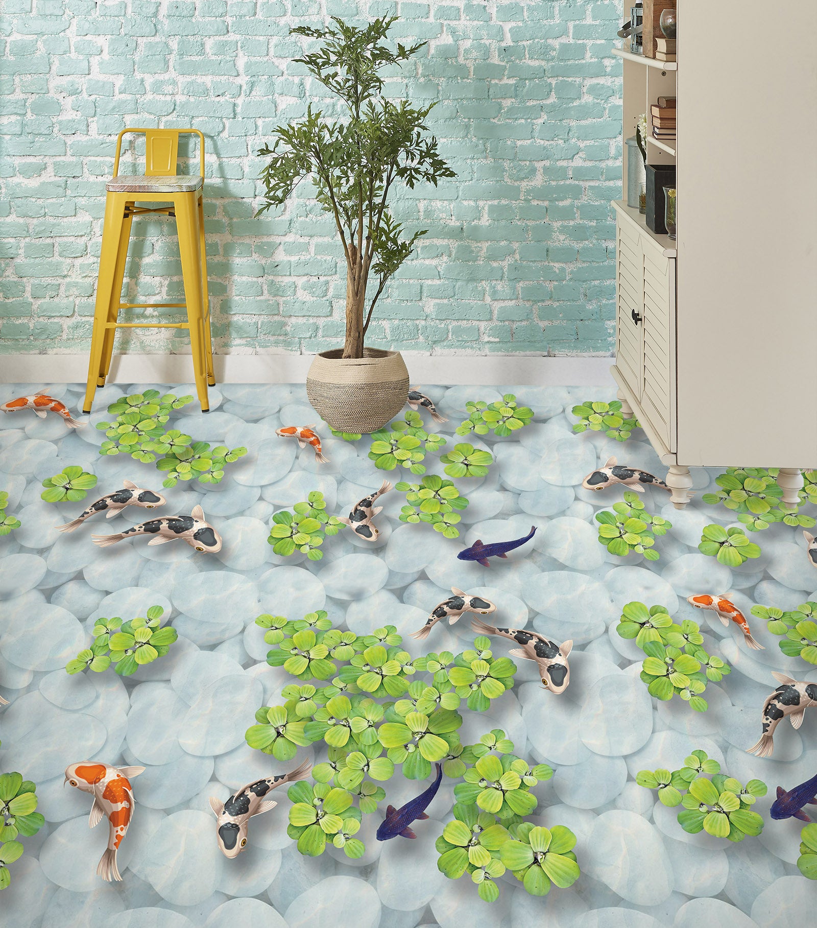 3D Leisurely Life Of Koi 265 Floor Mural  Wallpaper Murals Rug & Mat Print Epoxy waterproof bath floor