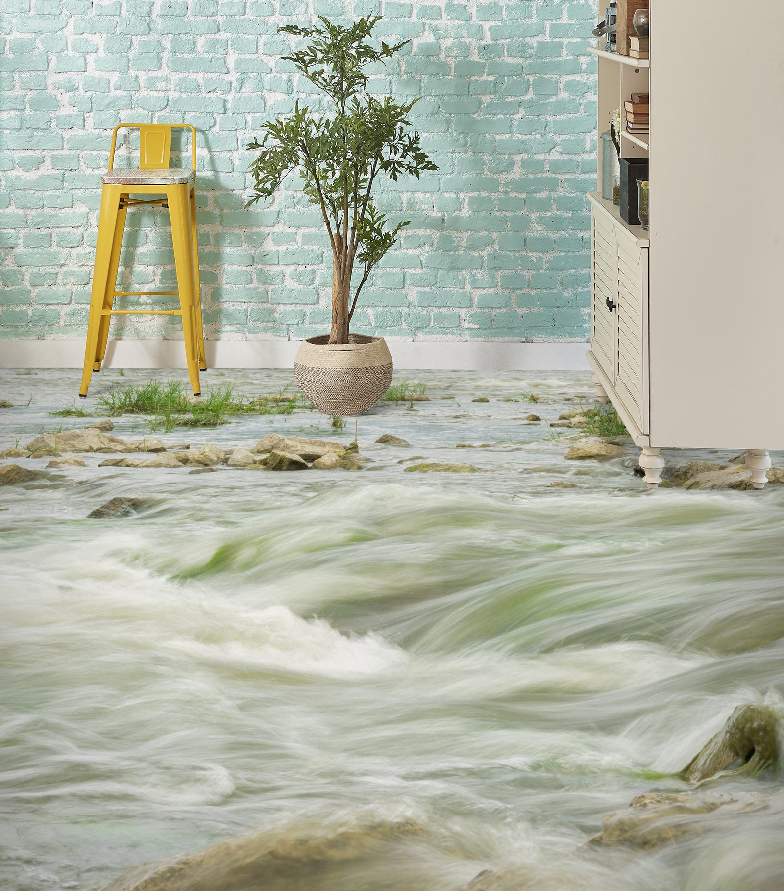 3D Fierce Green River 1069 Floor Mural