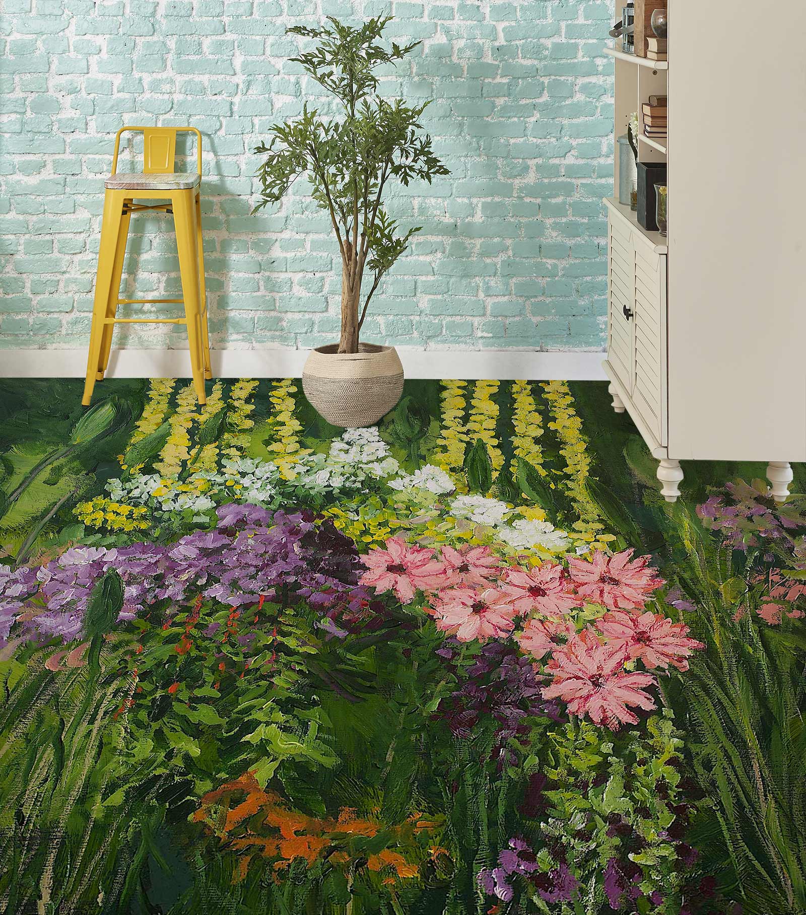 3D Colorful Flowers 9563 Allan P. Friedlander Floor Mural  Wallpaper Murals Self-Adhesive Removable Print Epoxy
