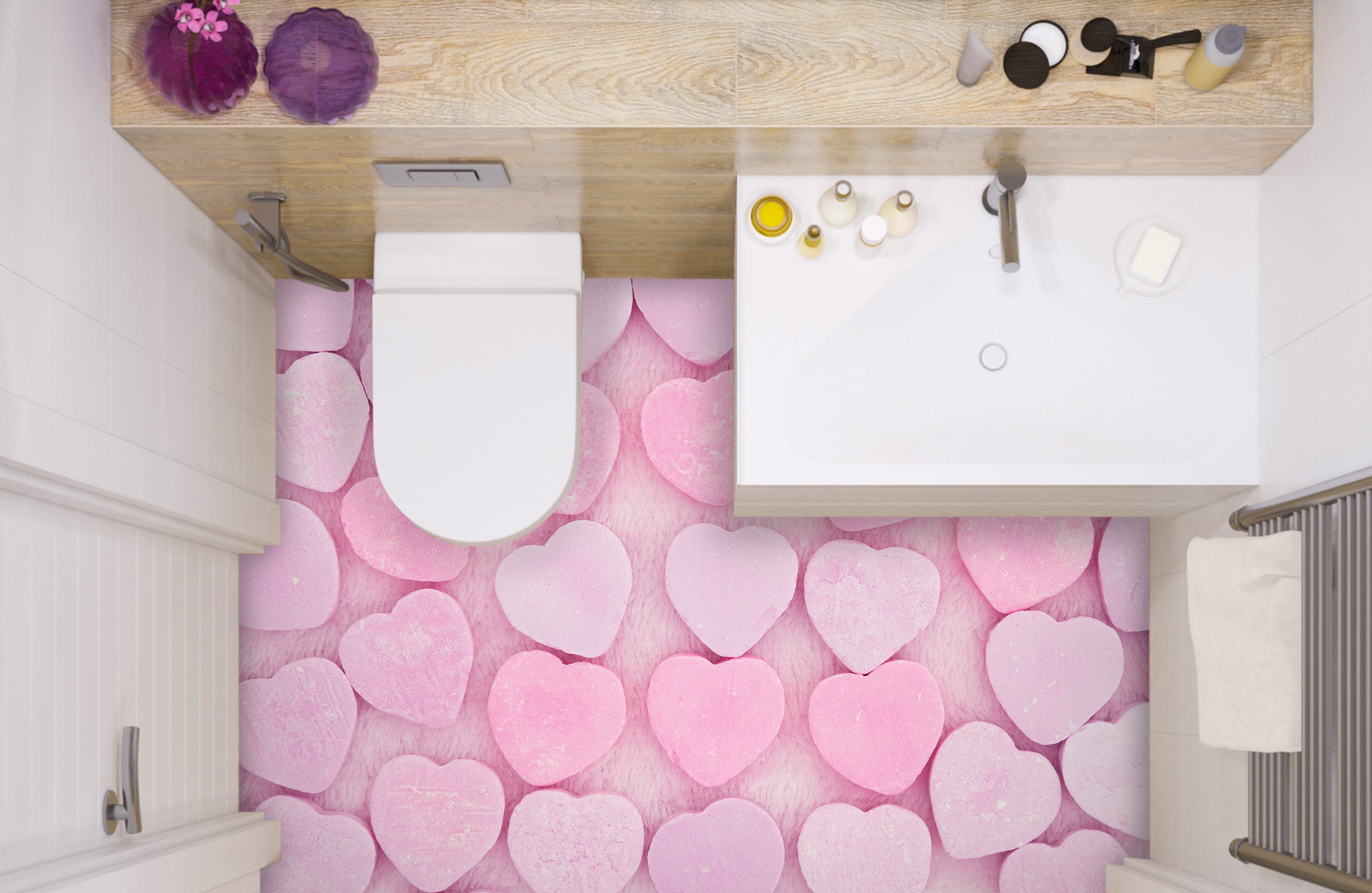 3D Pink Love 815 Floor Mural  Wallpaper Murals Rug & Mat Print Epoxy waterproof bath floor
