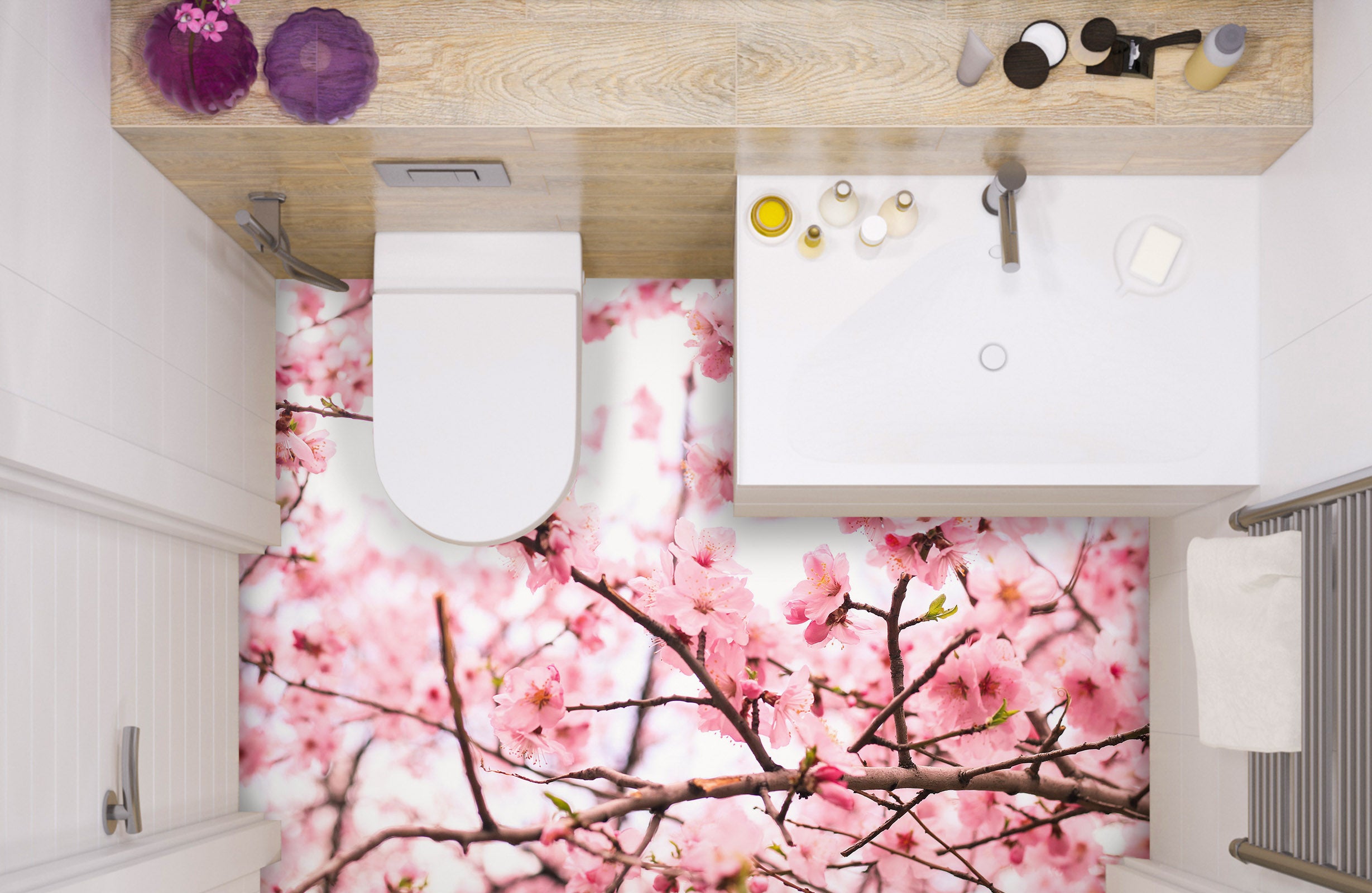3D Peach Blossom 1239 Floor Mural  Wallpaper Murals Self-Adhesive Removable Print Epoxy