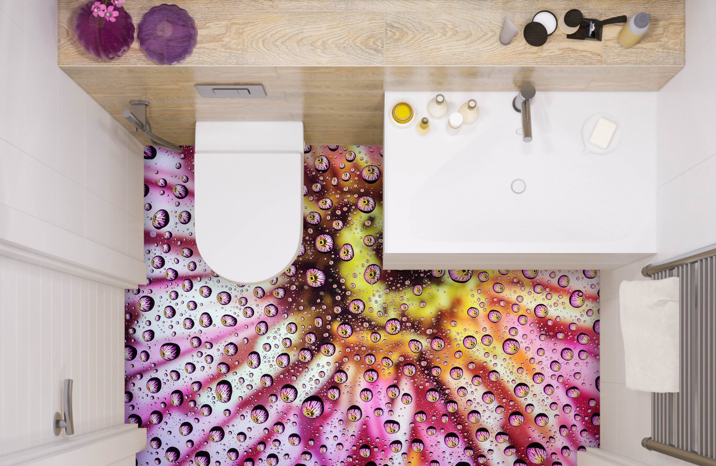 3D Water Drops And Chrysanthemum 641 Floor Mural  Wallpaper Murals Rug & Mat Print Epoxy waterproof bath floor