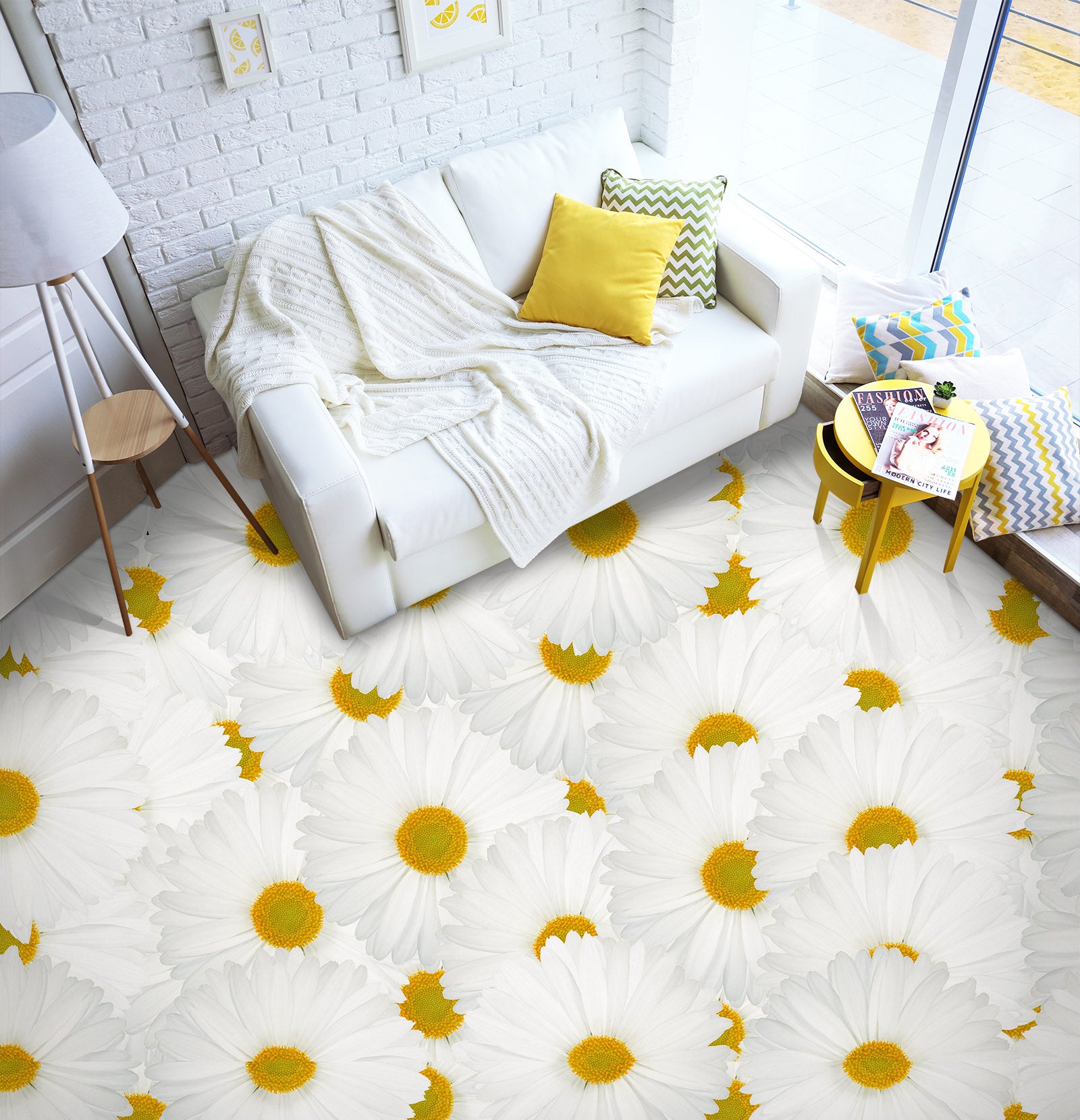 3D Cascading Daisies 786 Floor Mural  Wallpaper Murals Rug & Mat Print Epoxy waterproof bath floor