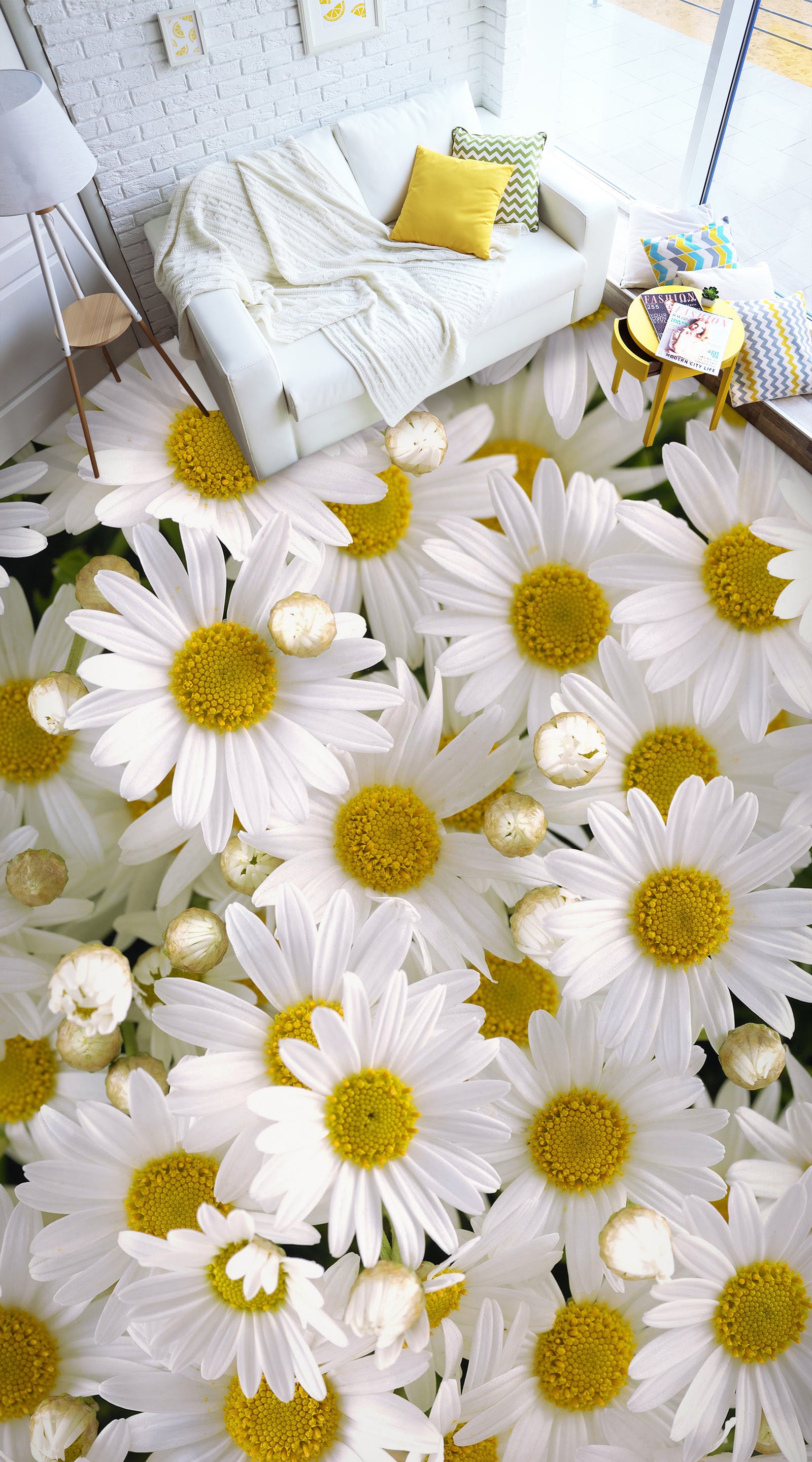 3D Lush Daisies 1401 Floor Mural  Wallpaper Murals Self-Adhesive Removable Print Epoxy