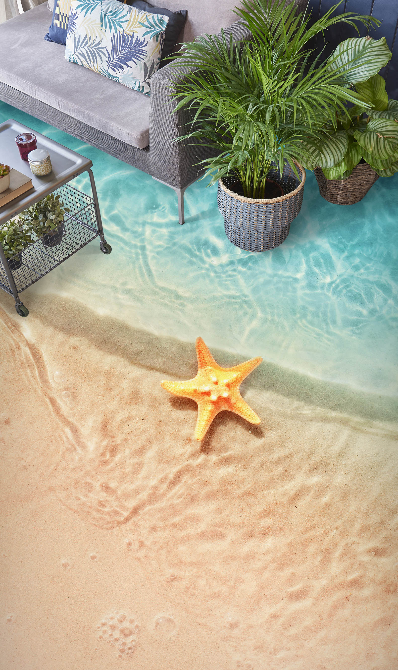 3D Cute Yellow Starfish 203 Floor Mural  Wallpaper Murals Rug & Mat Print Epoxy waterproof bath floor