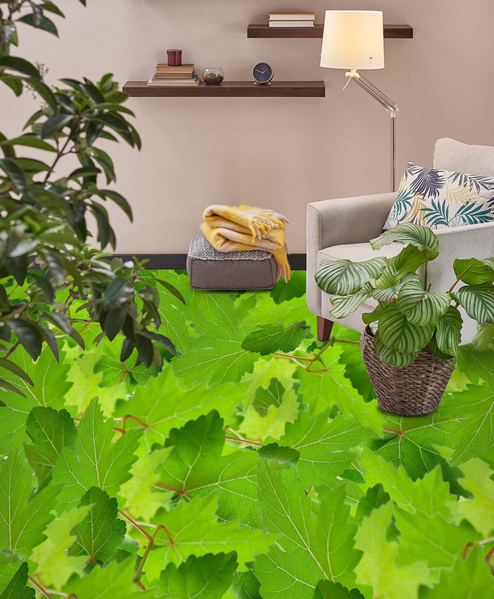 3D Lush Green Leaves 561 Floor Mural  Wallpaper Murals Rug & Mat Print Epoxy waterproof bath floor