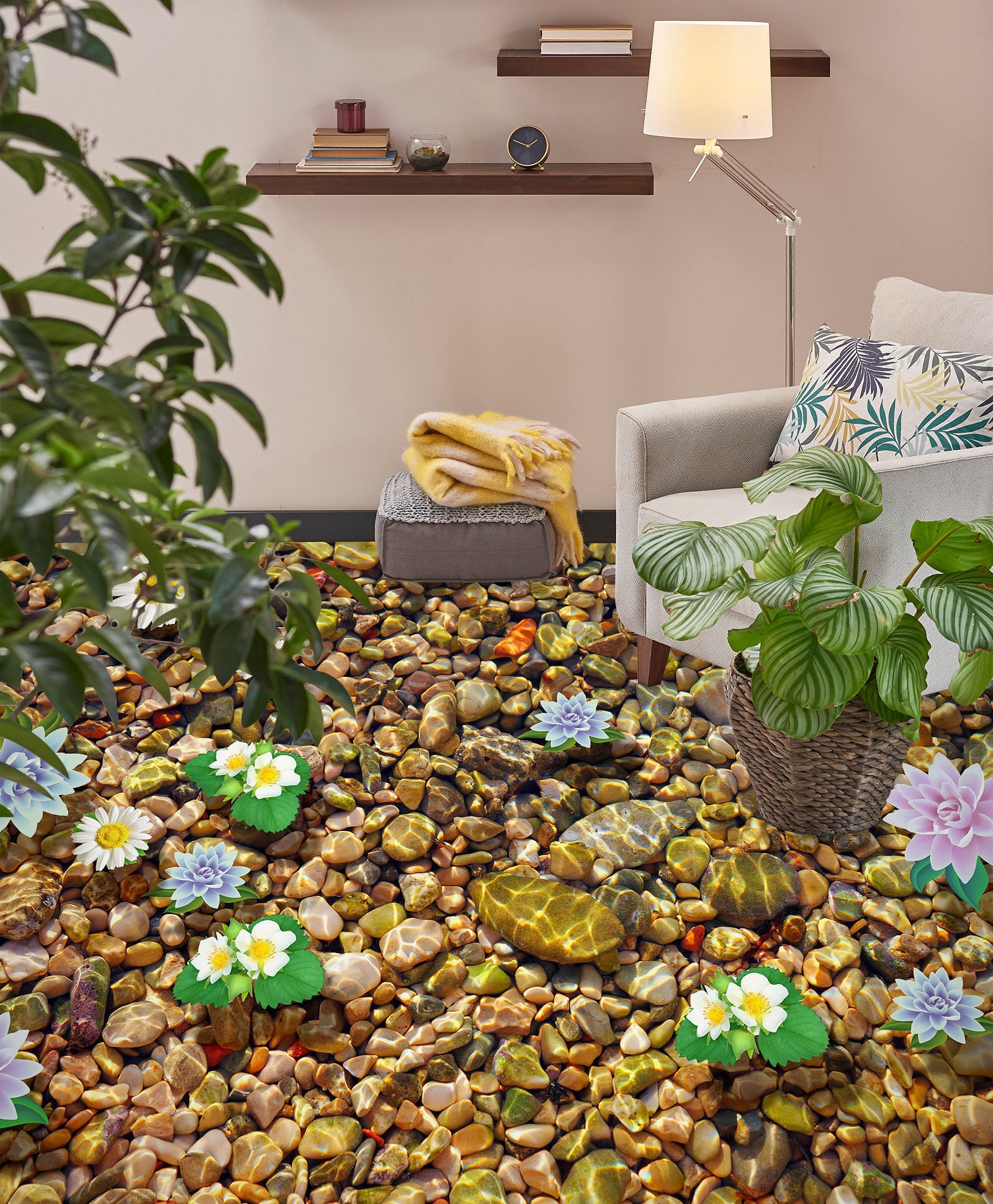 3D Colored Water Lilies 272 Floor Mural  Wallpaper Murals Rug & Mat Print Epoxy waterproof bath floor