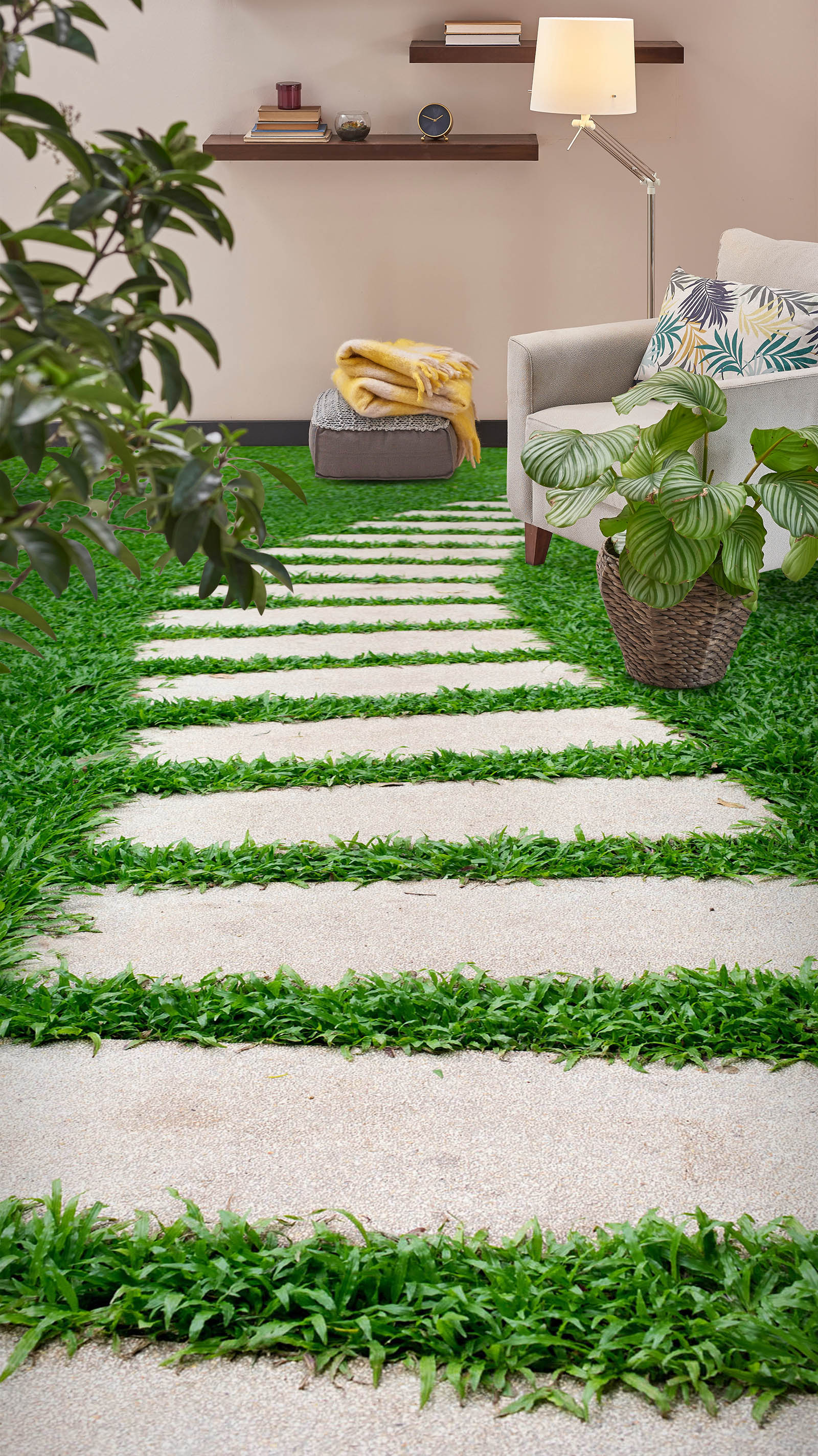 3D Stone Road In The Grass 199 Floor Mural