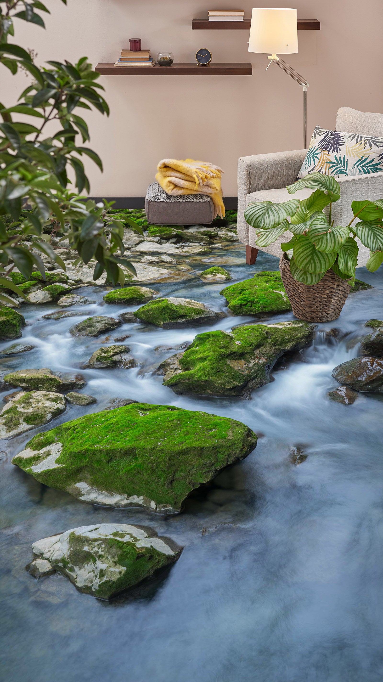 3D Green Moss Stones 798 Floor Mural  Wallpaper Murals Rug & Mat Print Epoxy waterproof bath floor