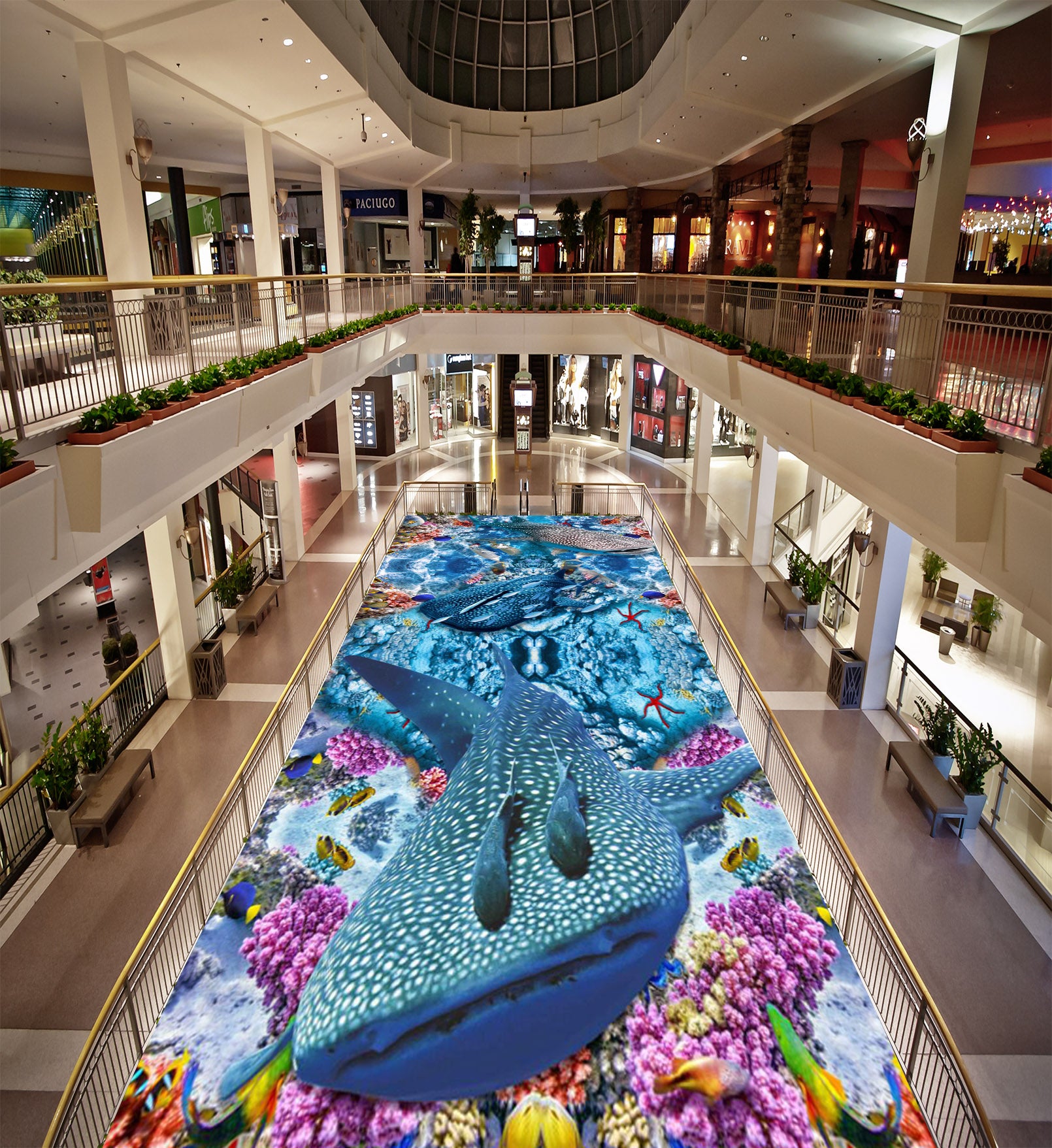 3D Ocean Big Fish 126 Floor Mural  Self-Adhesive Sticker Bathroom Non-slip Waterproof Flooring Murals