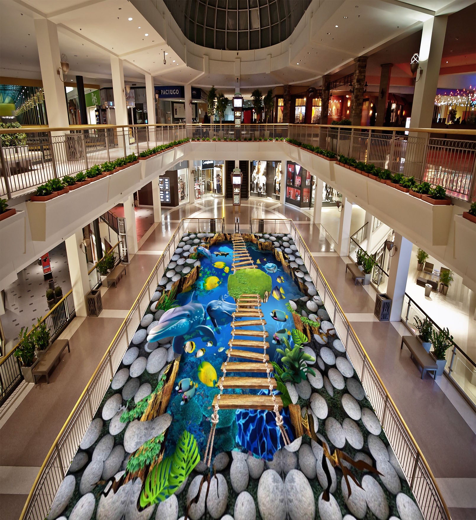 3D Swim Out Of The Sea 110 Floor Mural  Self-Adhesive Sticker Bathroom Non-slip Waterproof Flooring Murals