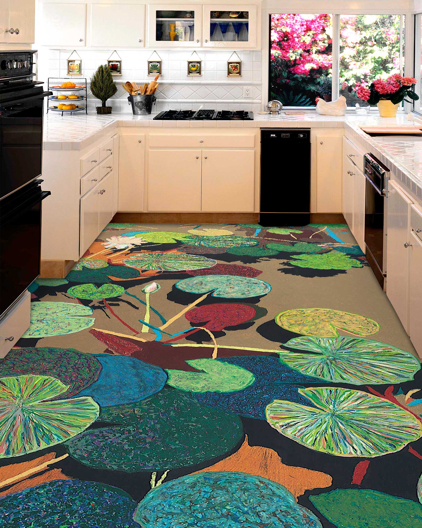 3D Lotus Pond Leaf Painting 96115 Allan P. Friedlander Floor Mural  Wallpaper Murals Self-Adhesive Removable Print Epoxy