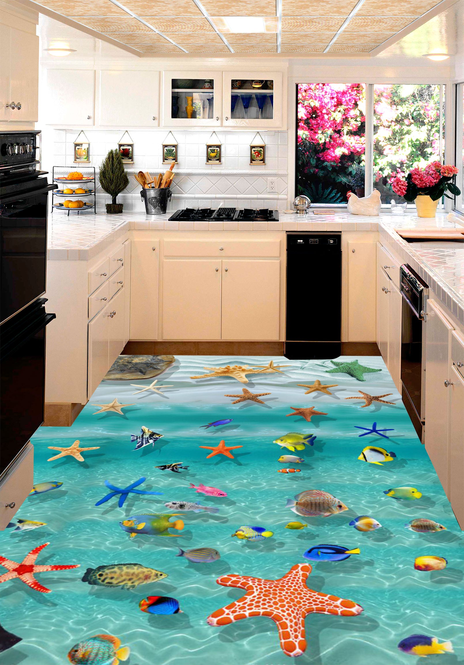 3D Shallow Sea 166 Floor Mural  Self-Adhesive Sticker Bathroom Non-slip Waterproof Flooring Murals