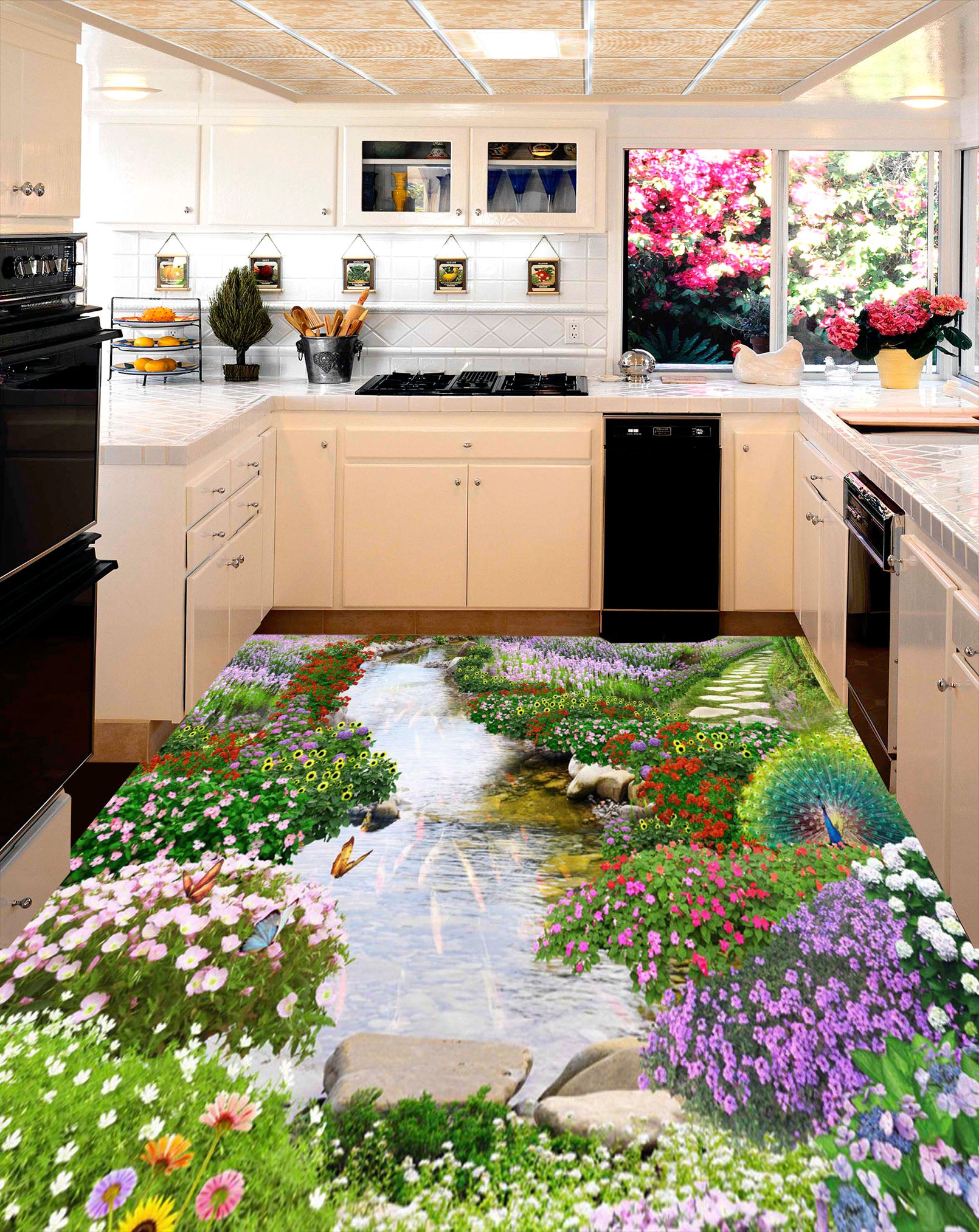 3D Spring Garden 134 Floor Mural  Self-Adhesive Sticker Bathroom Non-slip Waterproof Flooring Murals