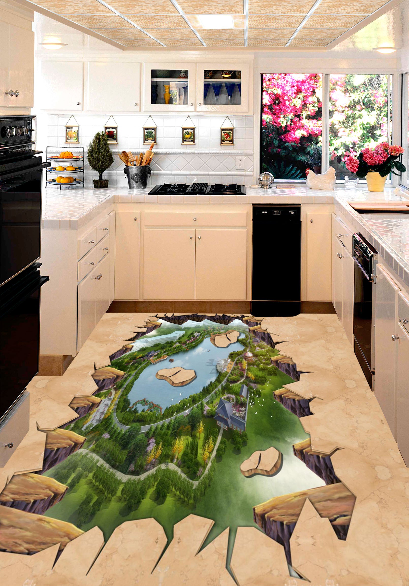 3D Green World 161 Floor Mural  Self-Adhesive Sticker Bathroom Non-slip Waterproof Flooring Murals