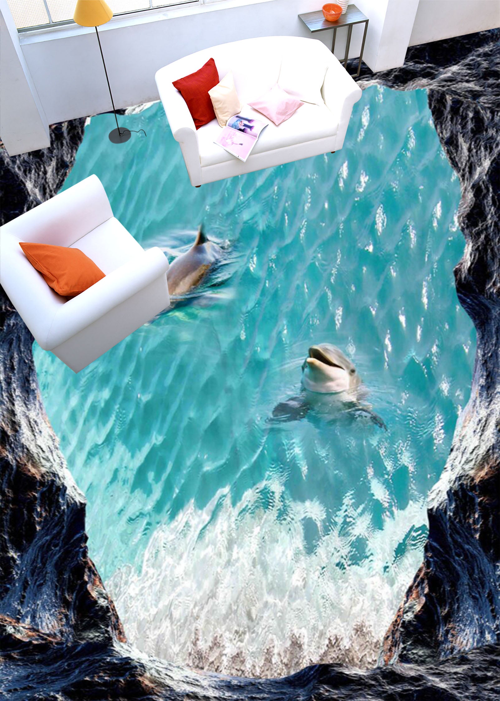 3D Turquoise Ocean 176 Floor Mural  Self-Adhesive Sticker Bathroom Non-slip Waterproof Flooring Murals