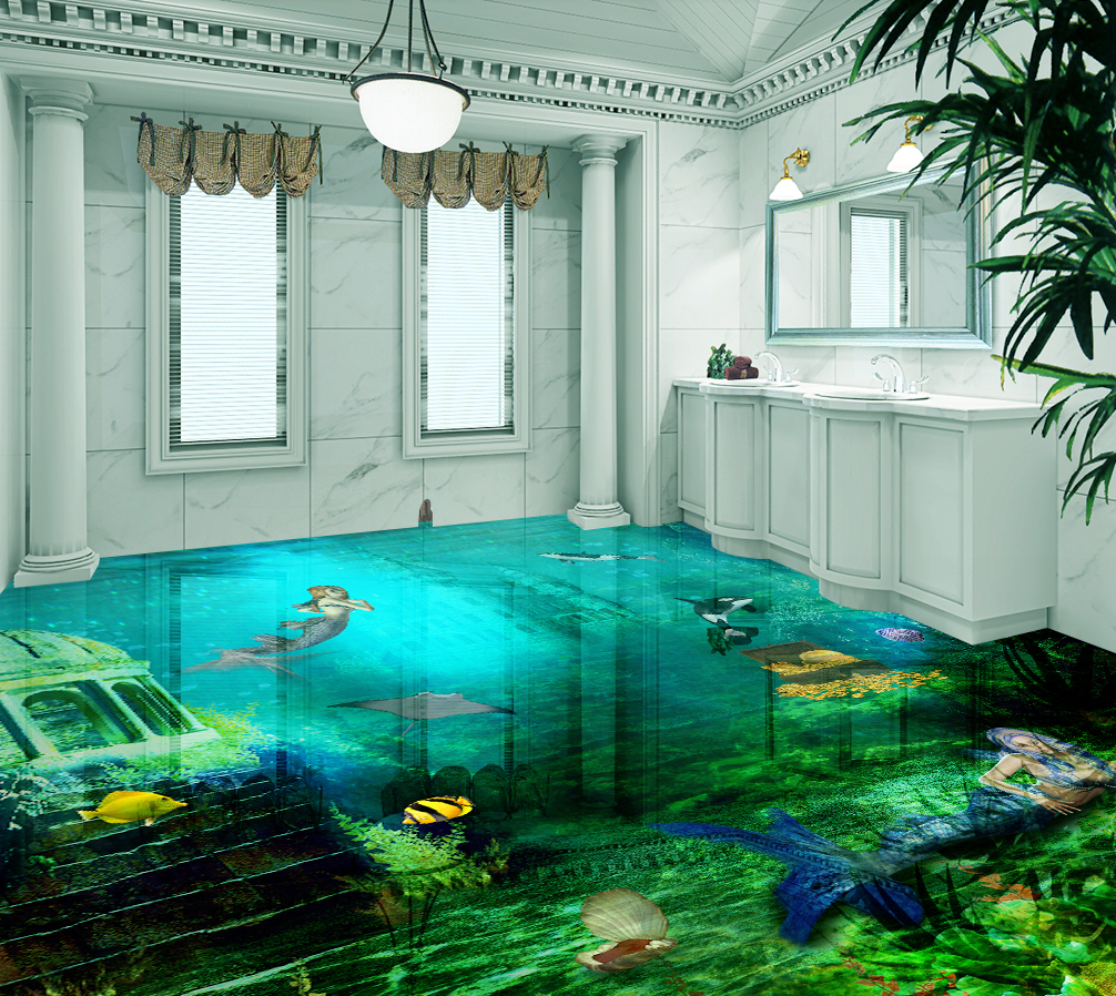 3D Mysterious Mermaid 549 Floor Mural  Wallpaper Murals Rug & Mat Print Epoxy waterproof bath floor