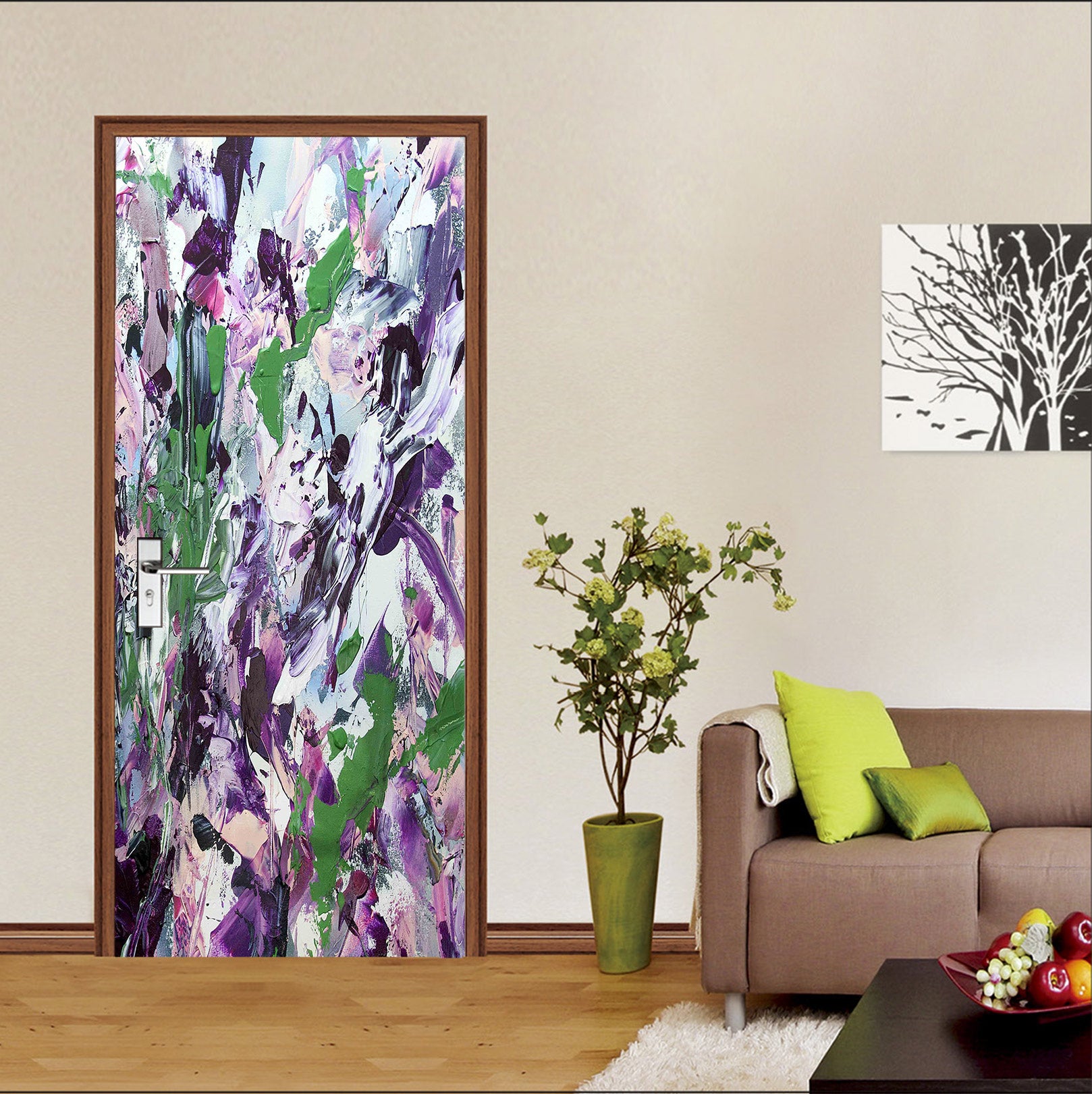 3D Green Purple Paint Pattern 93188 Allan P. Friedlander Door Mural