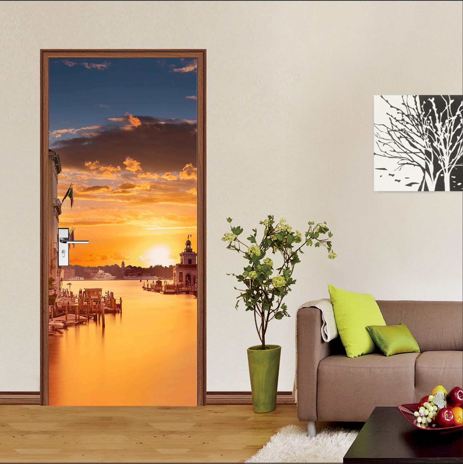 3D Golden Sunset 119167 Marco Carmassi Door Mural