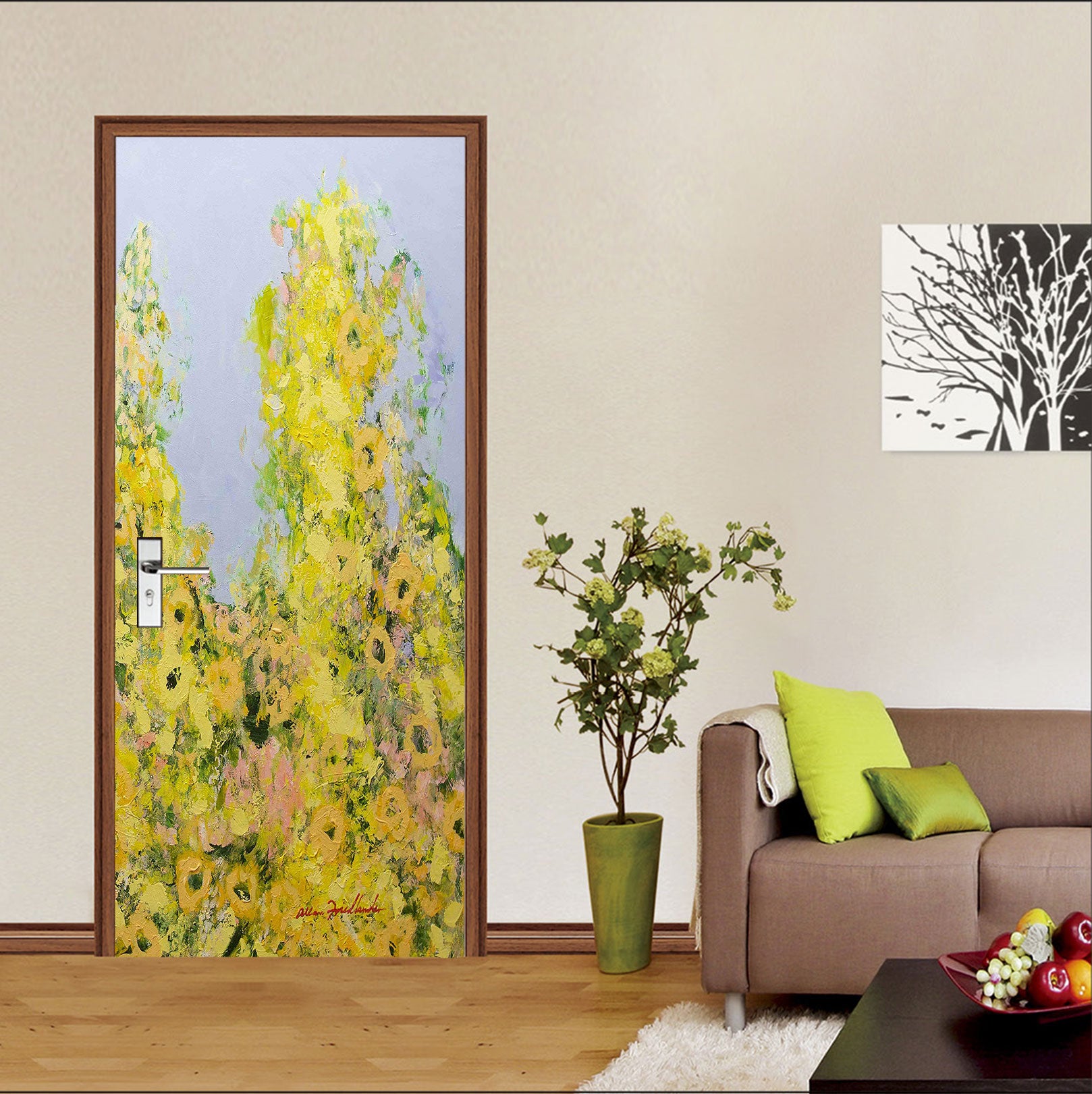 3D Yellow Floral Clump Painting 93211 Allan P. Friedlander Door Mural