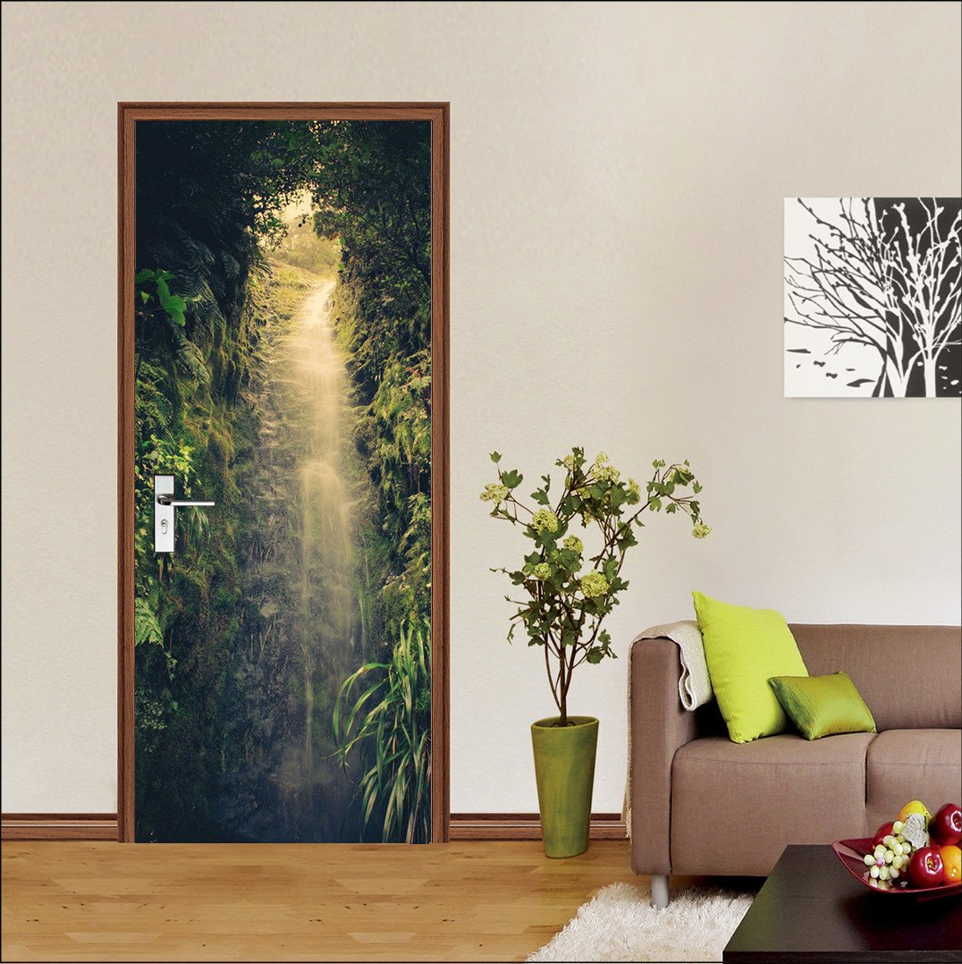 3D a little light in the green door mural Wallpaper AJ Wallpaper 