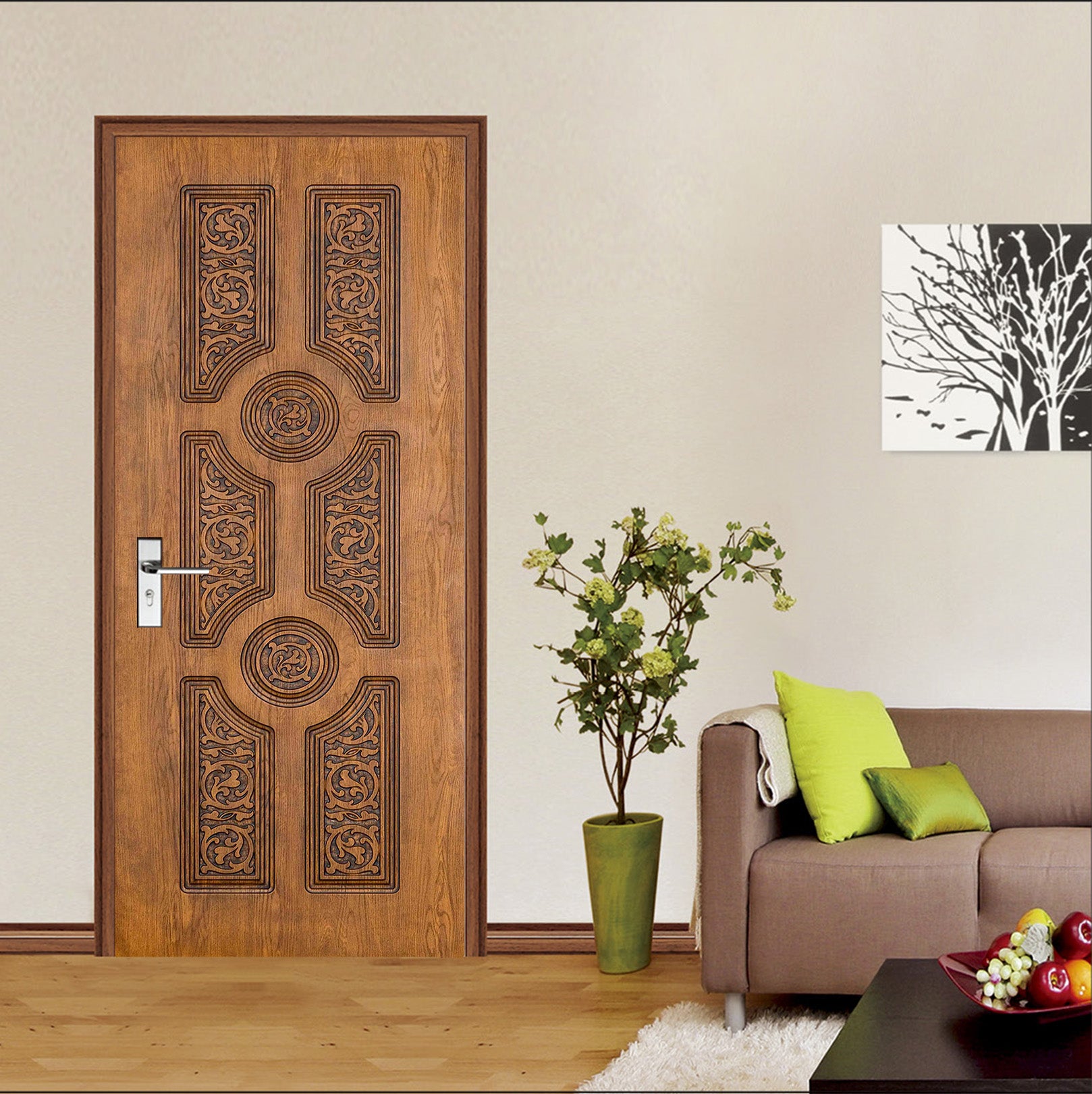 3D Wood Circular Pattern 014 Door Mural
