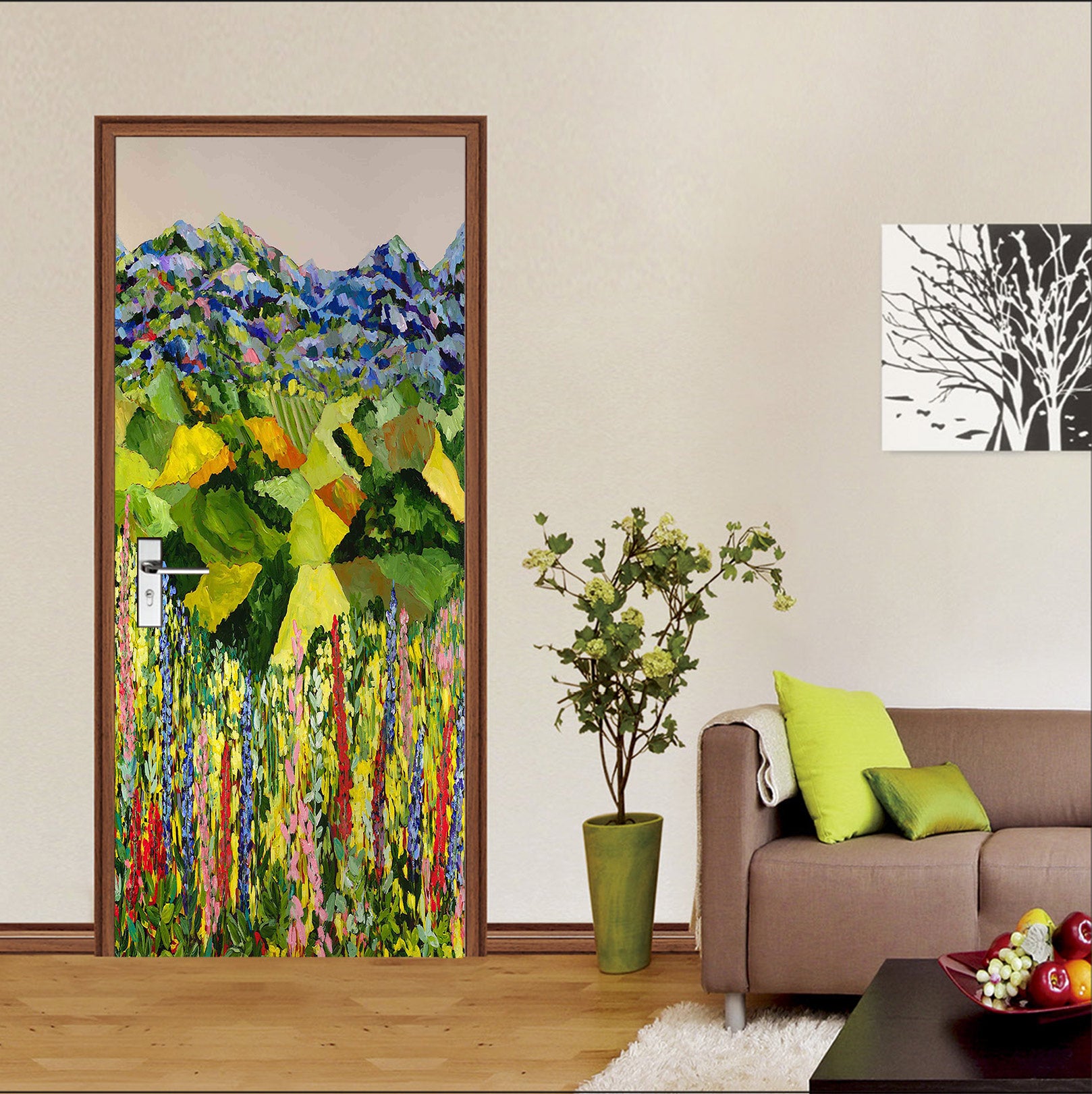 3D Meadow Hillside Flowers 9343 Allan P. Friedlander Door Mural