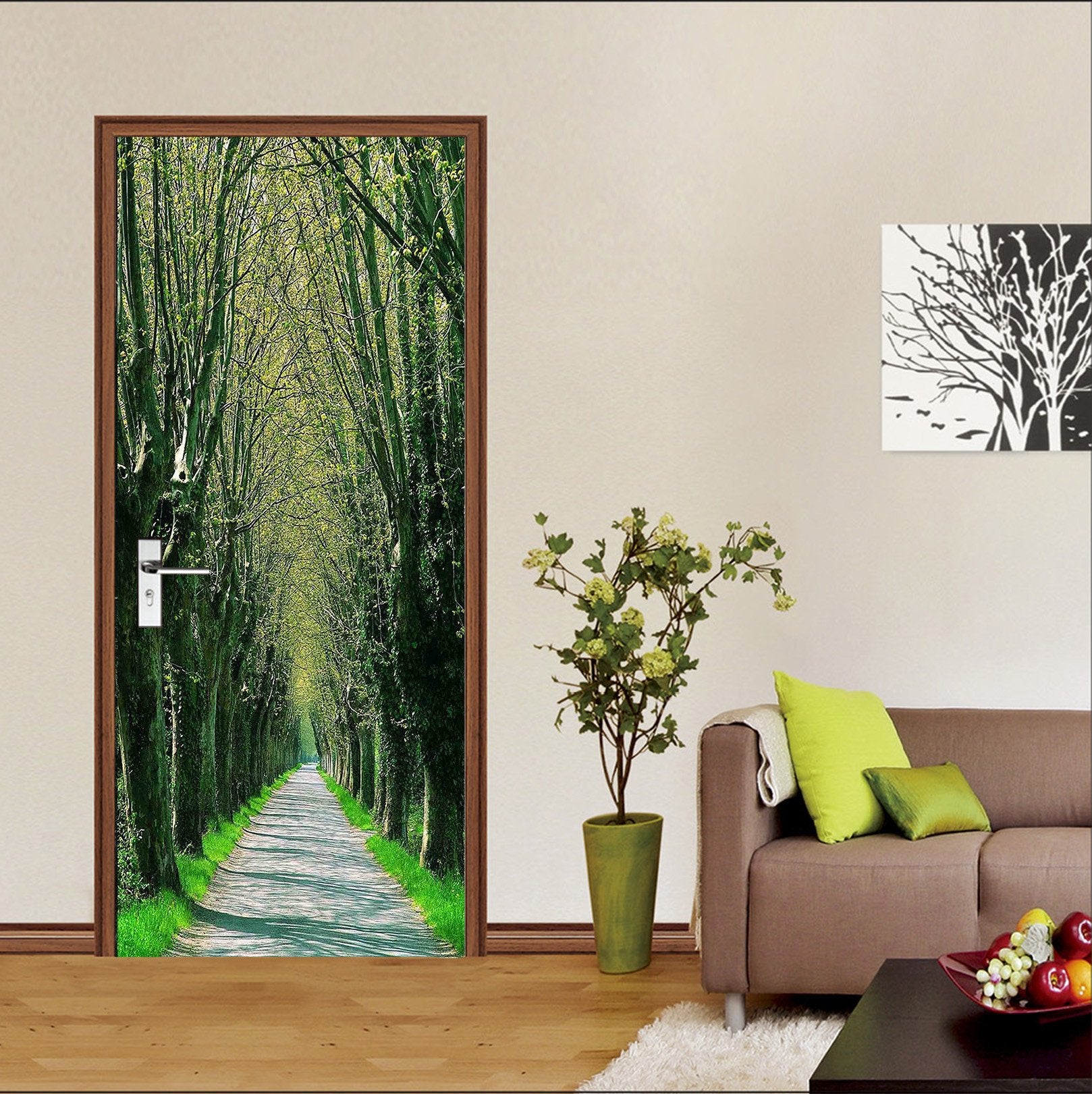 3D Roadside Bare Trees 02 Door Mural Wallpaper AJ Wallpaper 