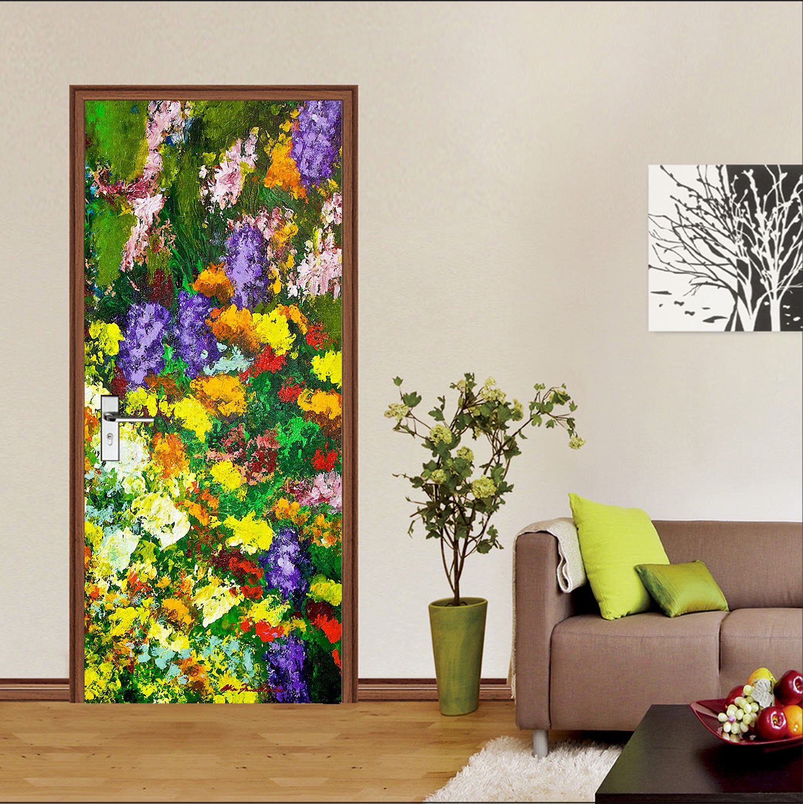 3D Flower Garden Color Oil Painting 93119 Allan P. Friedlander Door Mural