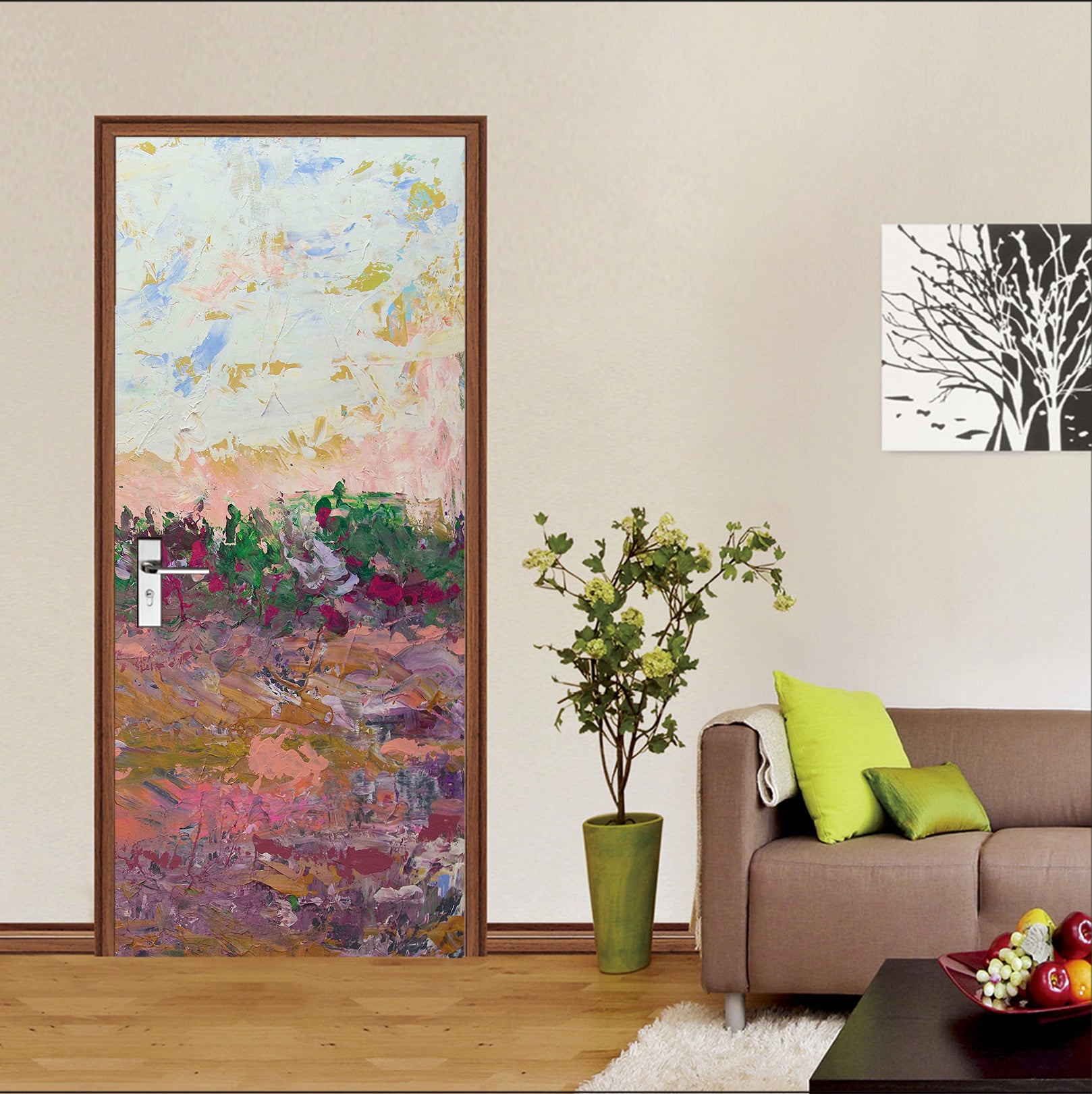 3D Flowers Painting Pattern 93215 Allan P. Friedlander Door Mural