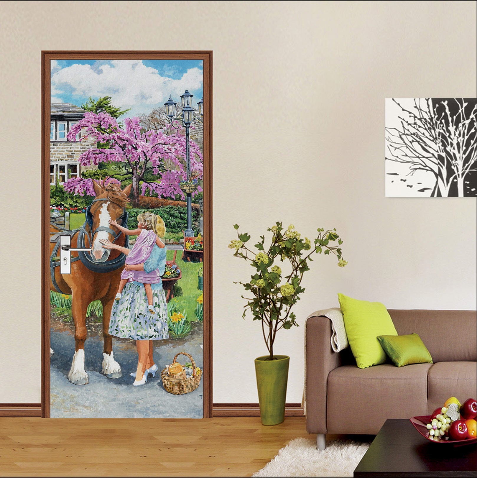 3D Trees Horse Baby 103114 Trevor Mitchell Door Mural