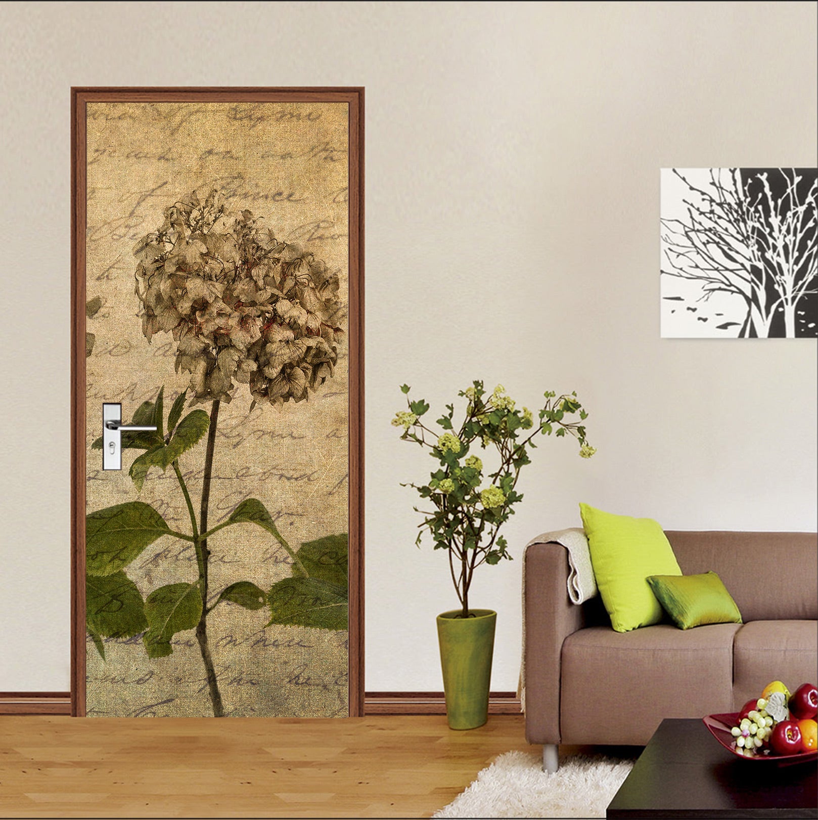 3D Flowers Pattern 10718 Assaf Frank Door Mural
